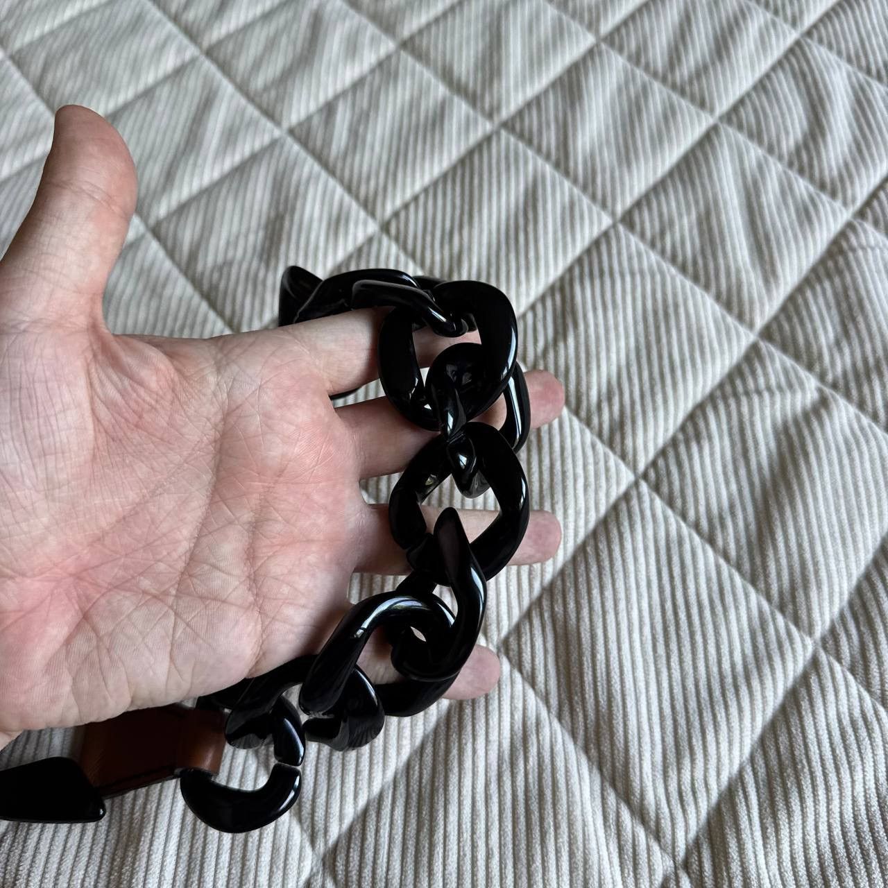 Prada Prada Black Wide Bakelite Chain Leather Belt Size ONE SIZE - 6 Thumbnail
