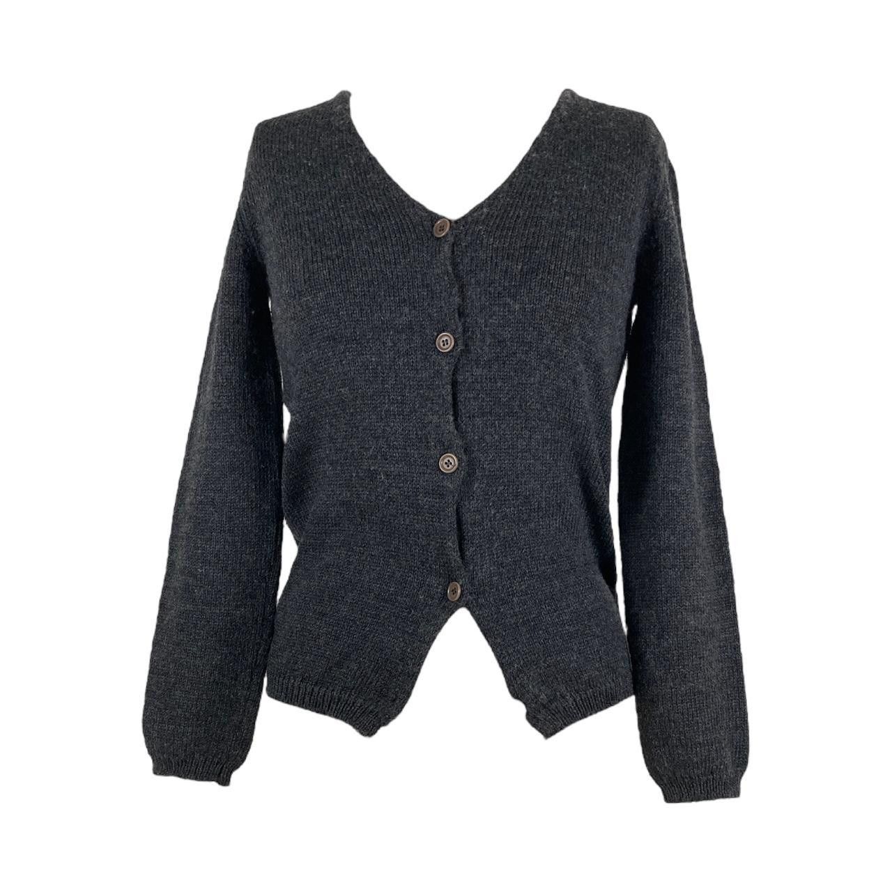 image of Miu Miu 90's Y2K Dark Gray/black Wool Cardigan in Grey, Women's (Size Small)