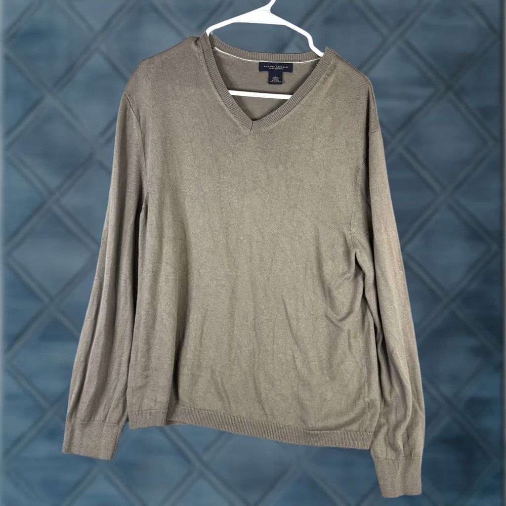 Banana Republic Banana Republic Sweater Mens L Brown Silk Cashmere V-Neck Knit Pullover Size US L / EU 52-54 / 3 - 1 Thumbnail