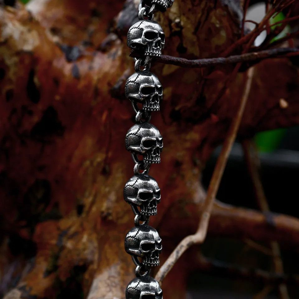 Jewelry Matte Retro Skull Chain Bracelet Size ONE SIZE - 2 Thumbnail