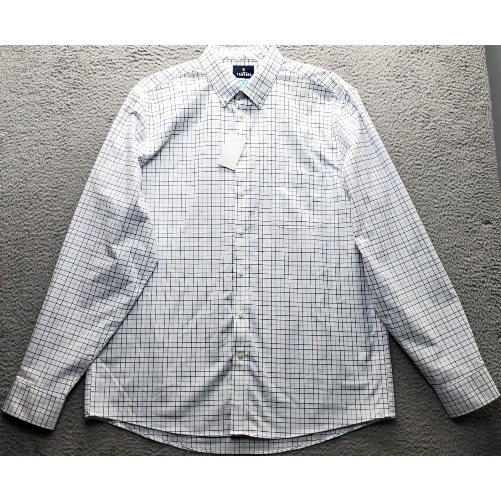 Stafford Stafford Mens Dress Shirt XLT Multi Check Button-Down Collar Regular Fit NWT Men’s Shirt Size 46R - 2 Thumbnail