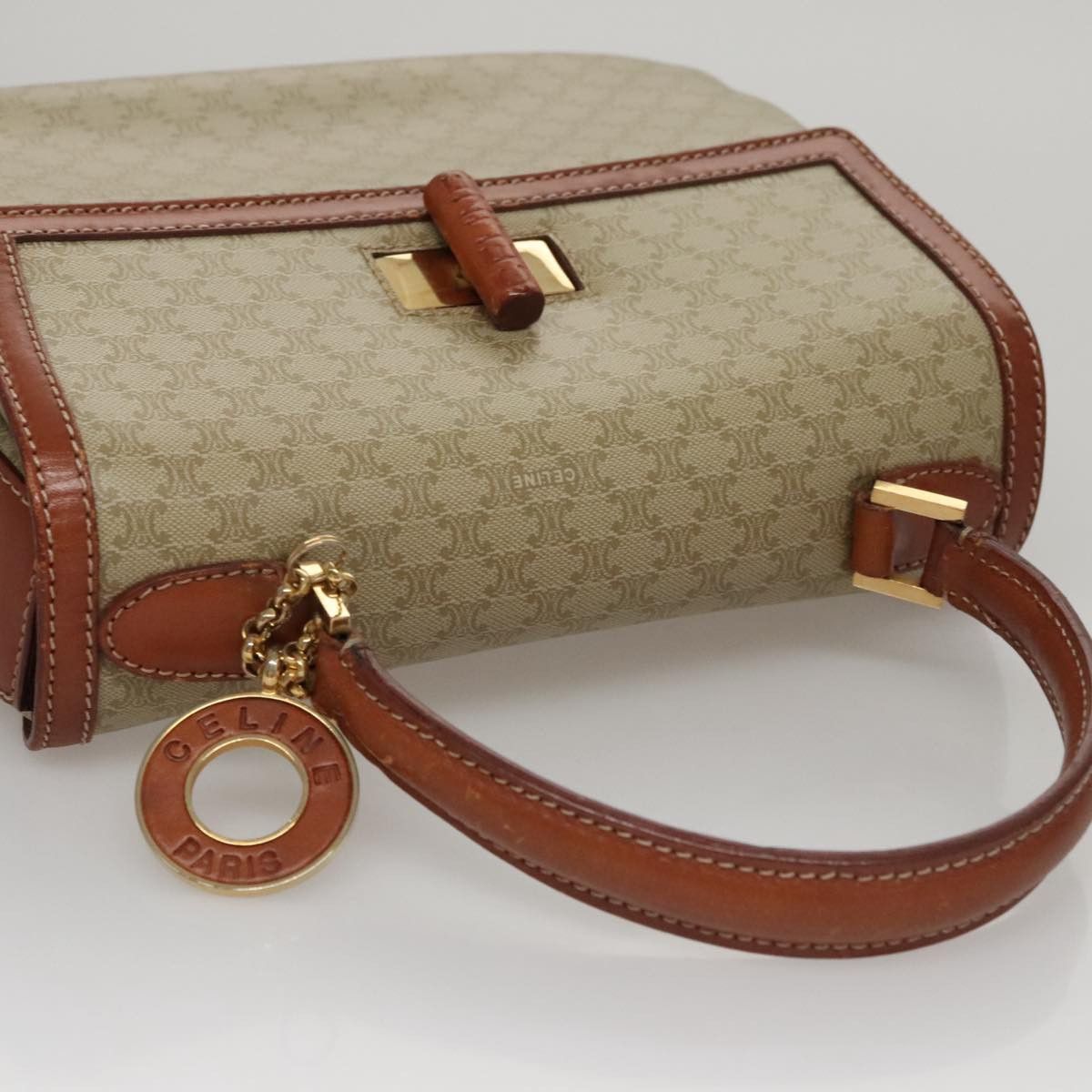 Celine CELINE Macadam Canvas Hand Bag Beige Gold Size ONE SIZE - 6 Thumbnail