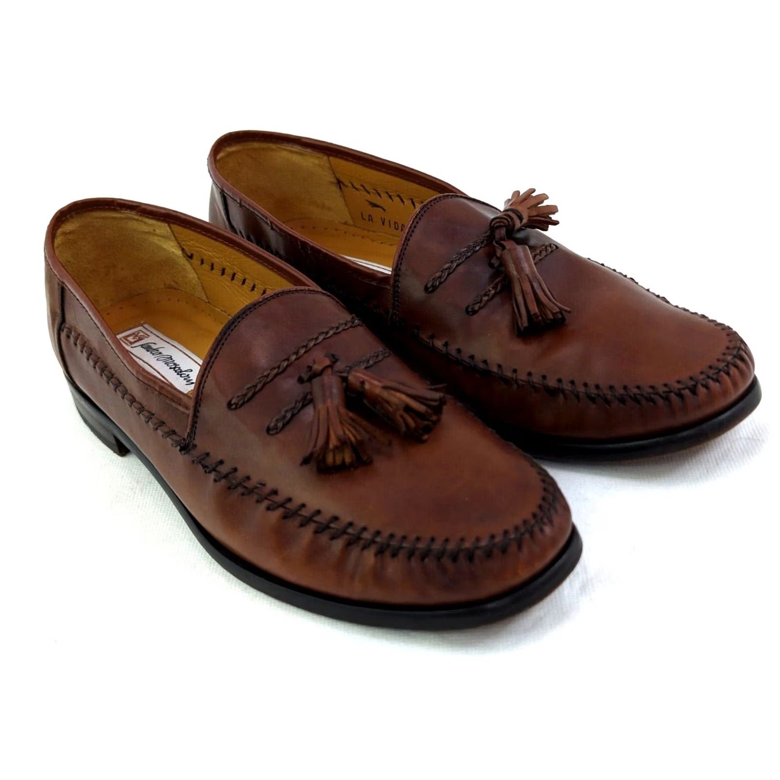 Sandro Moscoloni Sandro Moscoloni La Vida AMB Tassel Loafers Men 9.5 Brown Slip On Dress Leather Upper Lining Tassels Leather Sole City Logo Style Vintage No Size US 10 / EU 43 - 7 Thumbnail
