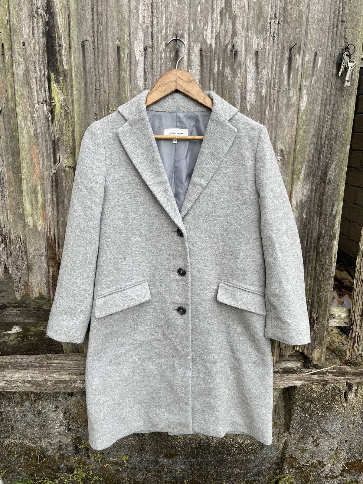 Global Work Global Work Grey Wool Blend Overcoat Classic Fit – Size M Size M / US 6-8 / IT 42-44 - 1 Thumbnail