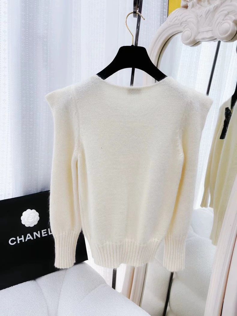 Saint Laurent Paris Black Bow Sequin White Knit Sweater-2505 Size XS / US 0-2 / IT 36-38 - 4 Thumbnail