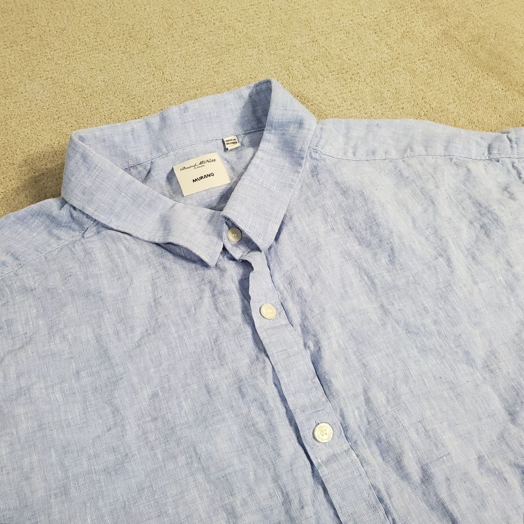 Murano Murano Shirt Mens 4XB Blue Button Up Short Sleeve Casual Linen Size US XXL / EU 58 / 5 - 2 Thumbnail