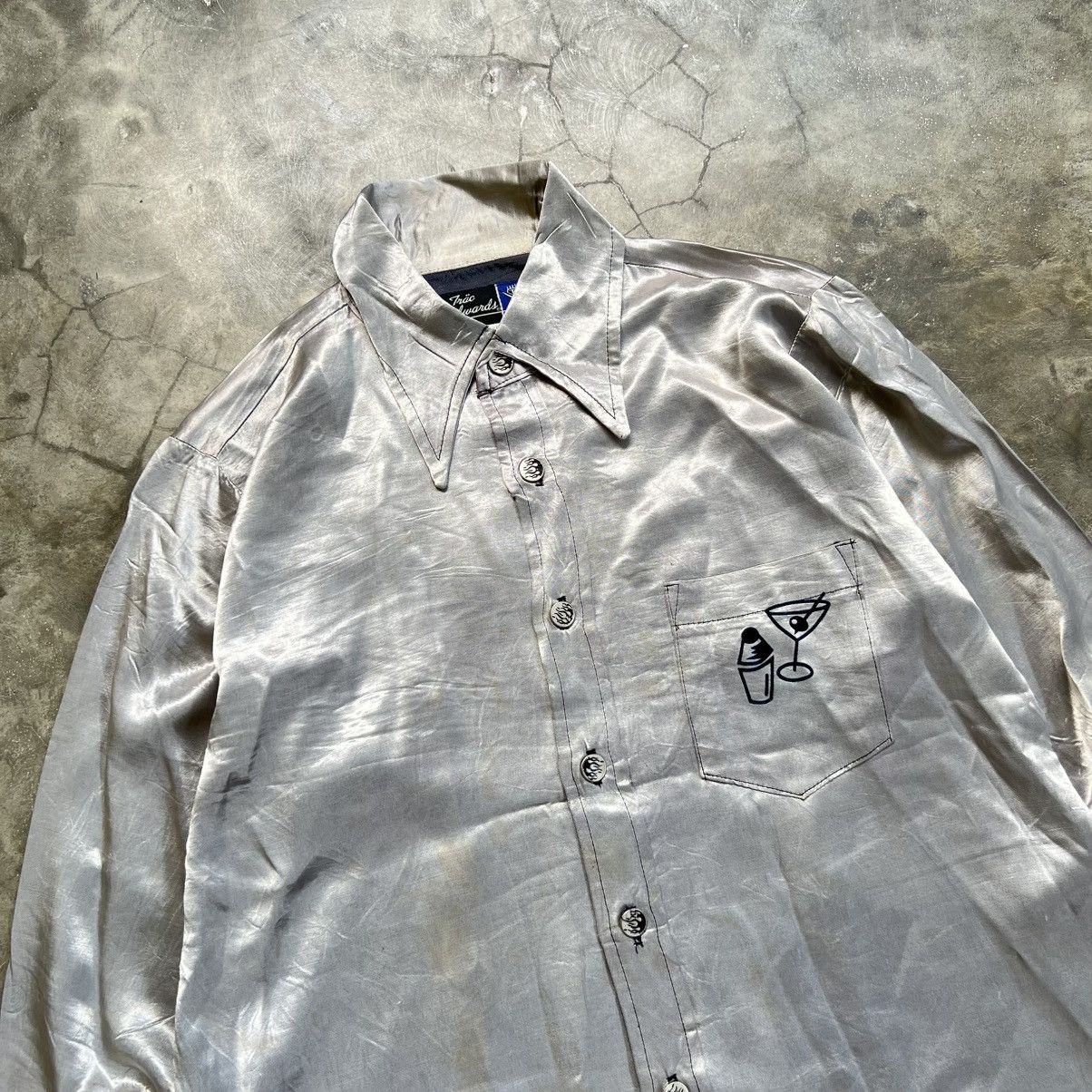 Vintage Vintage Trac Edwards Sliky Silver Button up Longsleeve Shirt Size US M / EU 48-50 / 2 - 3 Thumbnail