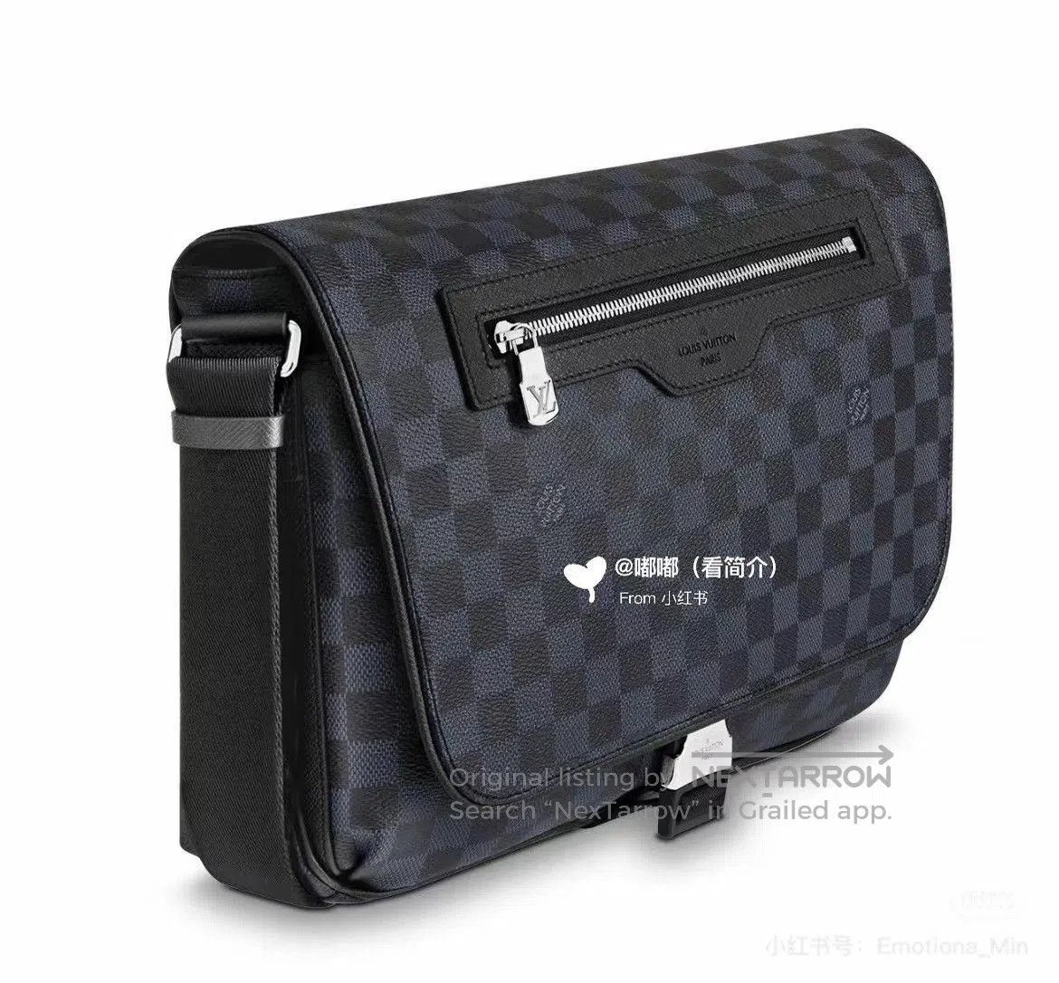 Louis Vuitton LV Black Blue Checkerboard Messenger Bag. Size ONE SIZE - 6 Thumbnail