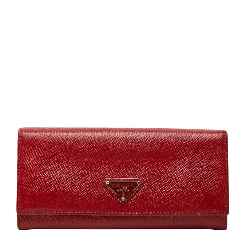 Prada Prada Saffiano Leather Long Wallet Leather Long Wallet 1Mh132 Duty Free For Usa in Red, Women's