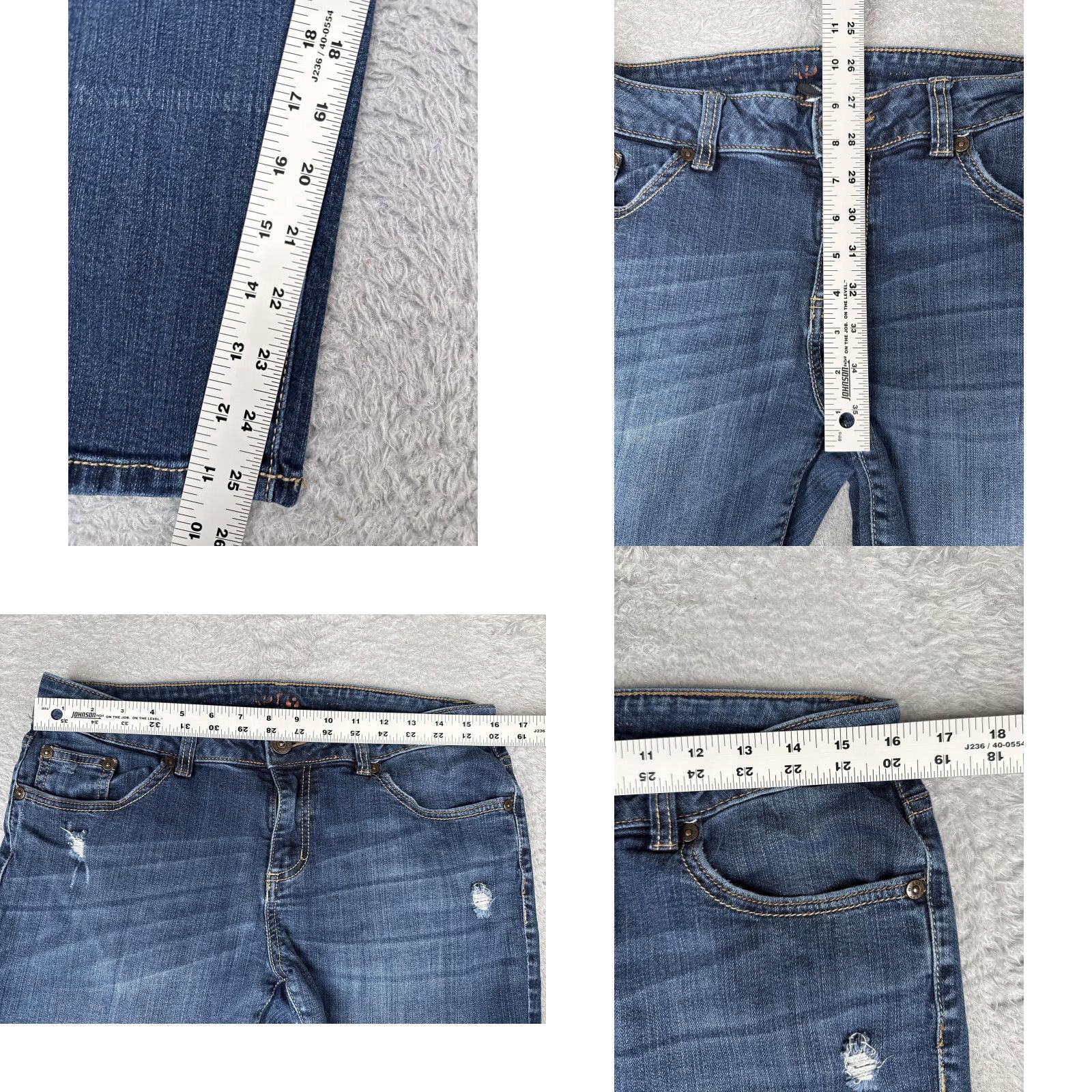 Apt. 9 Apt. 9 Crop Jeans Womens 10 Blue Medium Wash Mid Rise Stretch Distressed 31x26 Size 32" / US 10 / IT 46 - 8 Thumbnail