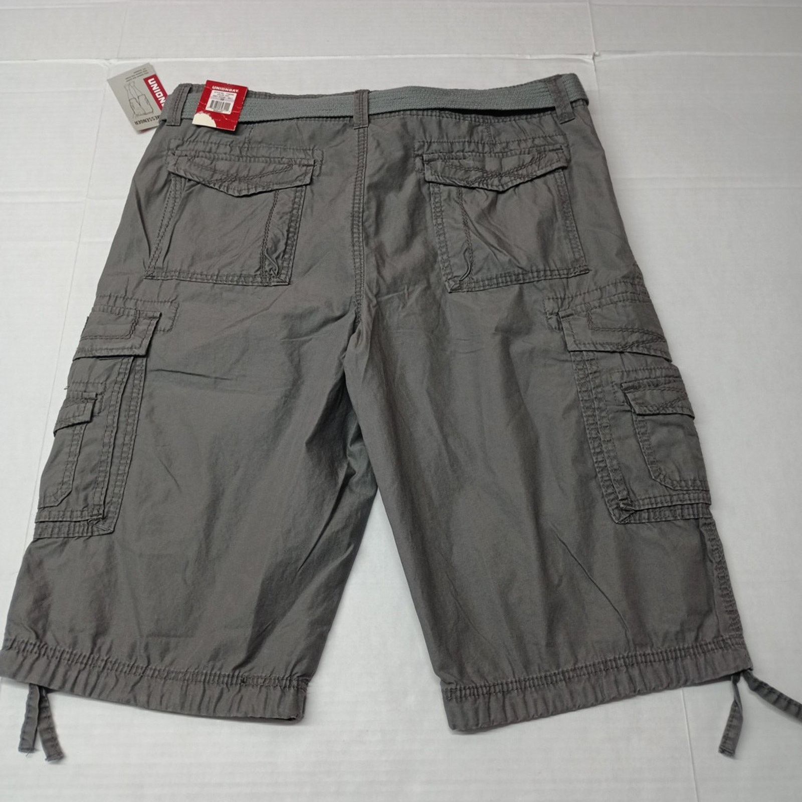 UNIONBAY Unionbay Men's Cargo Shorts Size 38 Gray Goose + Belt Cotton Size US 38 / EU 54 - 5 Thumbnail