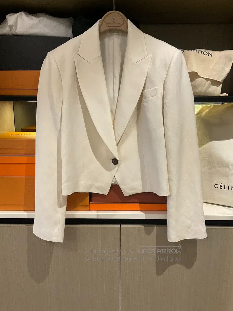 Brunello Cucinelli Brunello Cucinelli Off-white Linen Short Beaded Business B Size S / US 4 / IT 40 - 1 Thumbnail