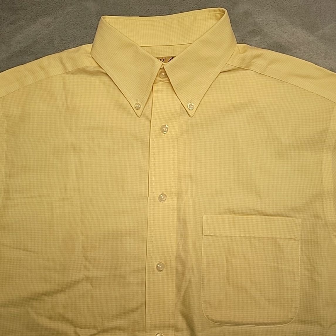 Roundtree & Yorke Gold Label Shirt Mens M Yellow Micro Check Cotton Non-Iron Button-Up Classic Check Shirt Mens M Yellow Non-Iron Cotton Roundtree & Yorke Size US M / EU 48-50 / 2 - 2 Thumbnail