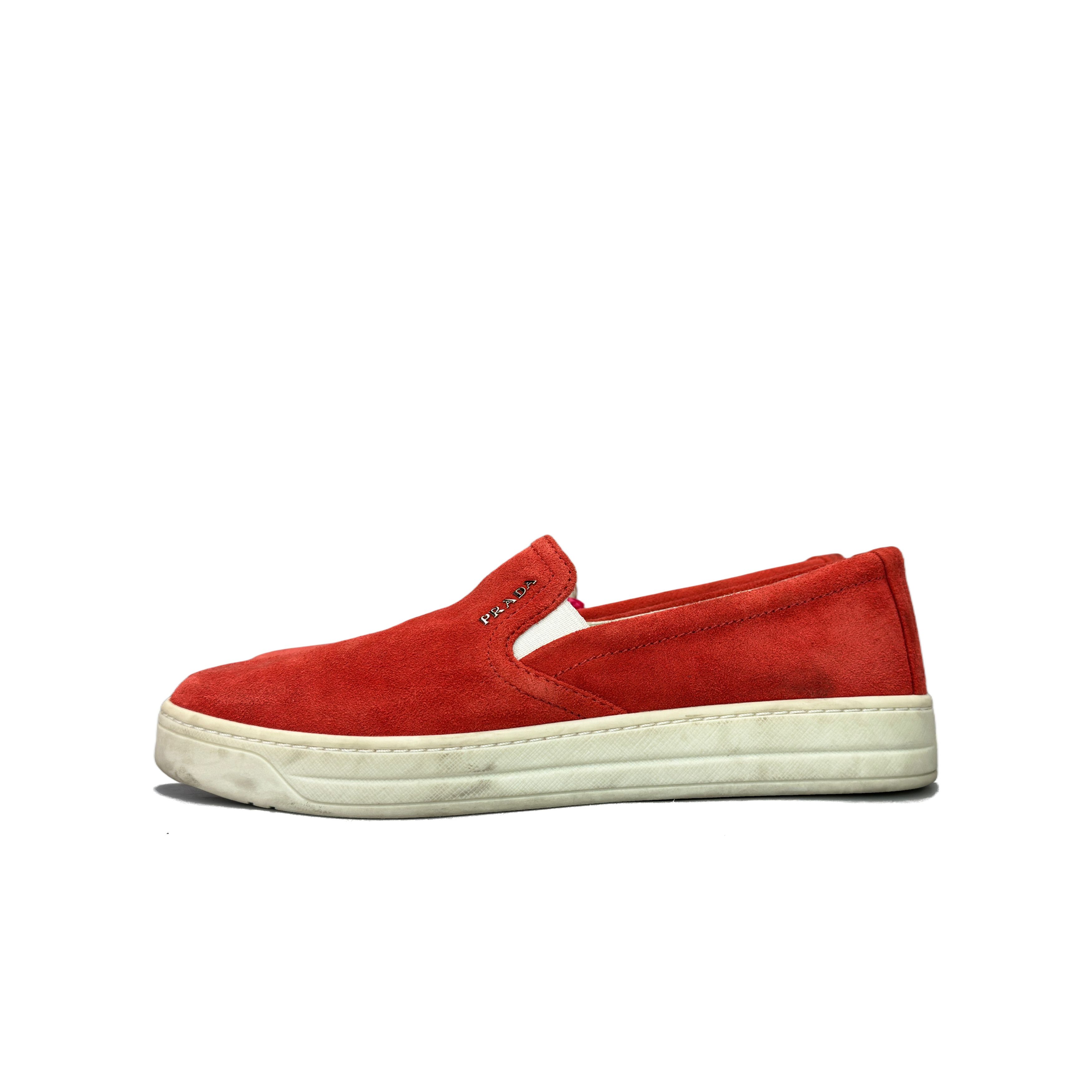 Prada Prada Suede Slip On Sneakers Red Size 36 Size US 6 / IT 36 - 1 Thumbnail