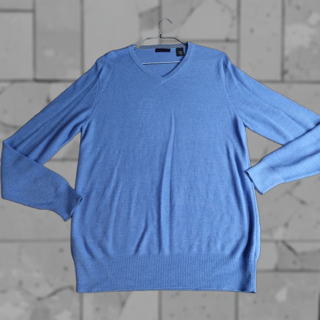 Vintage Blanq Azul Sweater Men Large Blue V-Neck Alpaca Knit Pullover Size US L / EU 52-54 / 3 - 1 Thumbnail