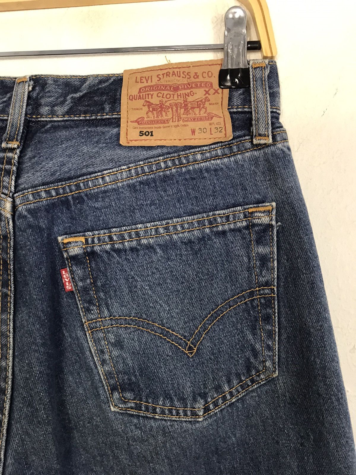 Levi's Vintage Clothing Levi's 501 Button Fly Natural Faded Denim Straight Cut Size US 30 / EU 46 - 6 Thumbnail