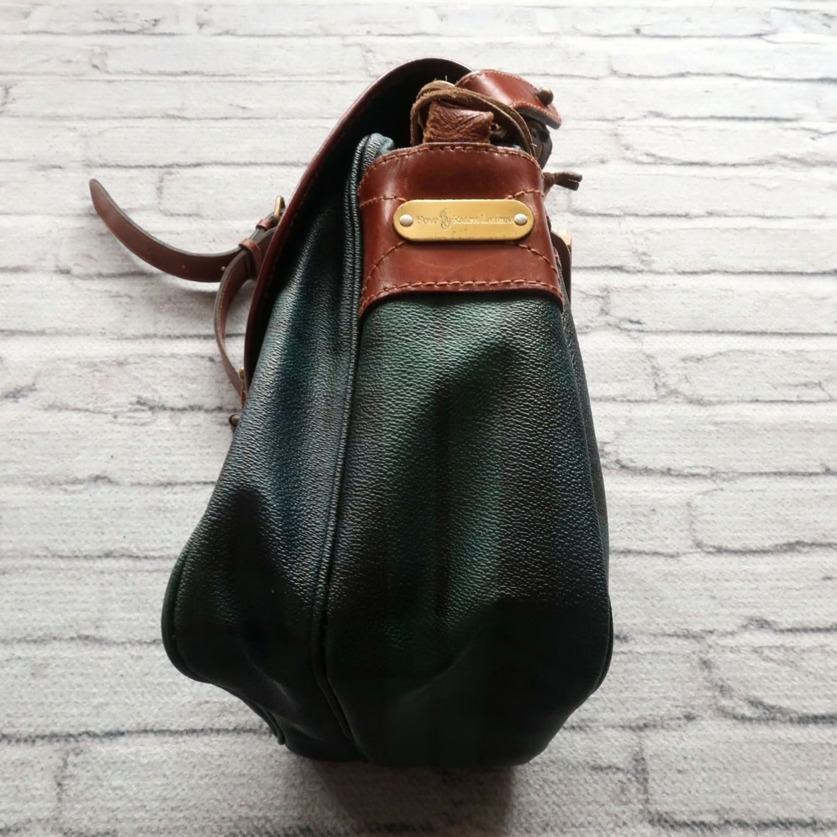 Polo Ralph Lauren Vintage Polo Ralph Lauren Blackwatch Messenger Purse Shoulder Bag Purse Women Leather Navy Green Pattern Blackwatch Large Size ONE SIZE - 4 Thumbnail