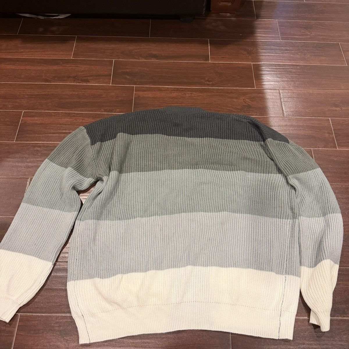 Steady Hands Steady Hands Striped Knit Cardigan Grey / Cream Size US XXL / EU 58 / 5 - 2 Thumbnail