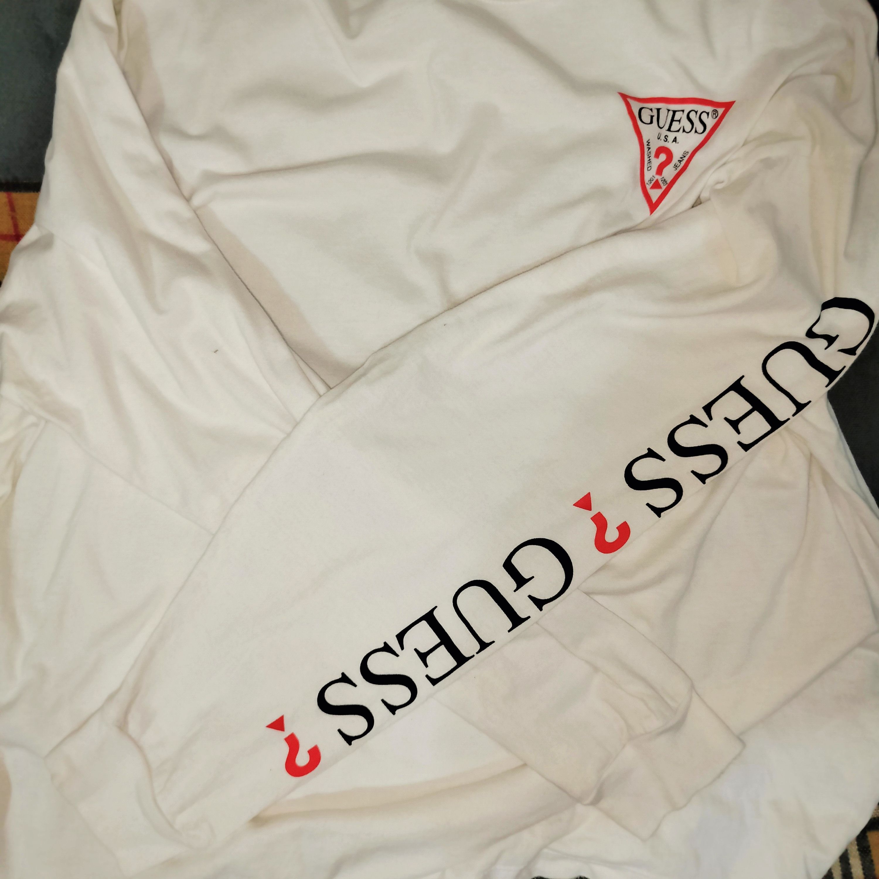 Guess GUESS USA Long Sleeve White T-shirt Size US M / EU 48-50 / 2 - 1 Thumbnail