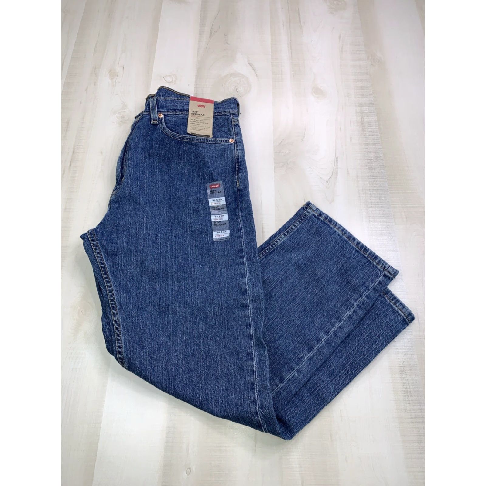Levi's Levi’s 505 Regular Eco Ease Stretch Straight Leg Denim Jeans Mens 34x29 NWT Blue Slim, Regular, Zip, Jeans, Levi’s 505, 34x29, NWT Size US 34 / EU 50 - 3 Thumbnail
