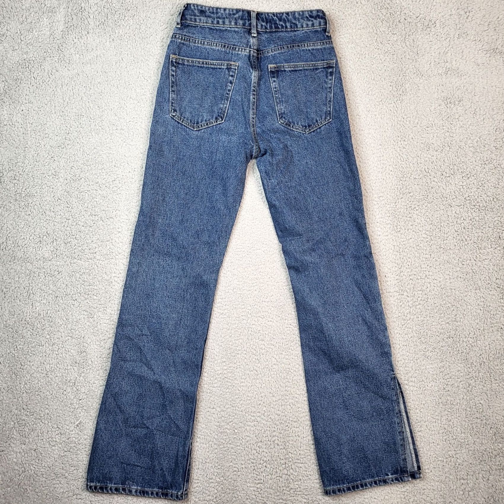Vintage ADIKA Jeans Women XS Knit High Waist Ripped Straight Split Leg Button Belted Blue Cotton/spandex Casual Modern Size 26" / US 2 / IT 38 - 4 Thumbnail