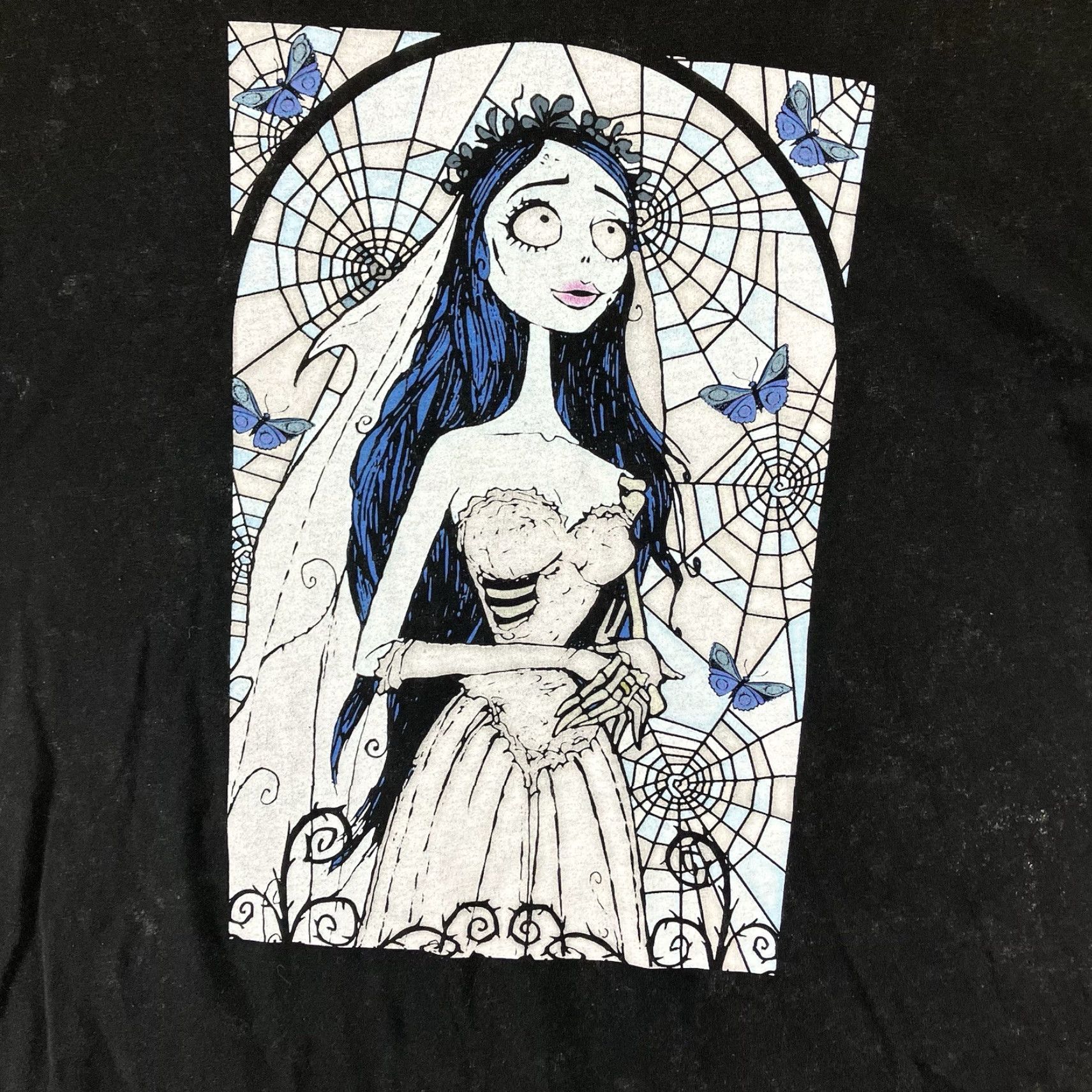 Burton Tim Burton Corpse Bride Movie Graphic Acid Wash Retro Goth T-Shirt Medium Black Logo Unisex Adults Short Sleeve Crew Neck Regular Fit Vintage No Size M / US 6-8 / IT 42-44 - 3 Thumbnail