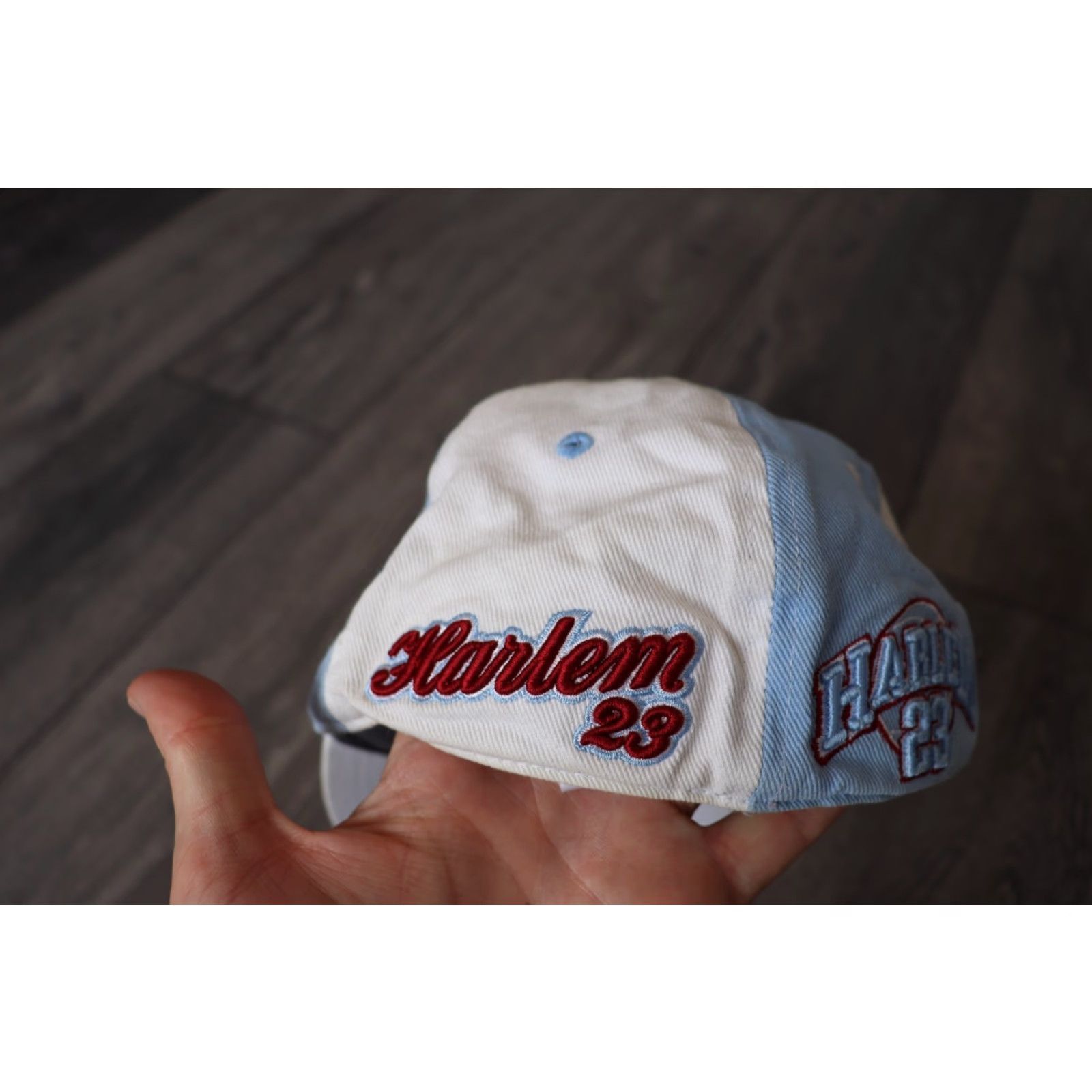 Vintage VINTAGE Harlem 23 Allstars Hat Blue White Bone NYC Fitted Baseball Cap Size 7 1/8 Men Baseball Cap Mens Size ONE SIZE - 4 Thumbnail