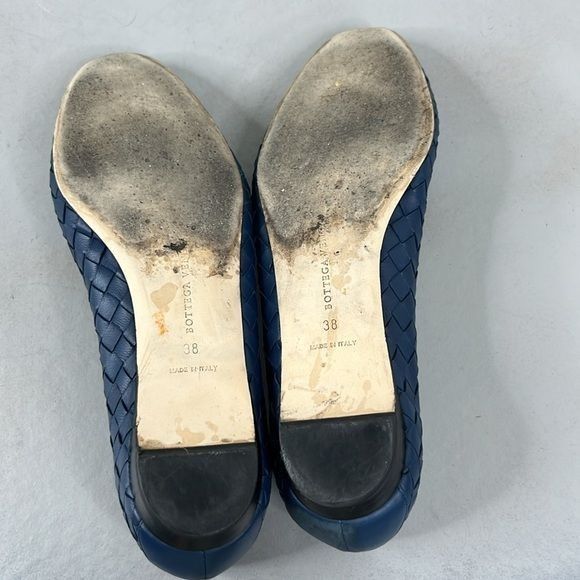 Bottega Veneta BOTTEGA VENETA INTRECCIATO Woven Midnight Blue Ballet Flats Size US 8 / IT 38 - 8 Thumbnail