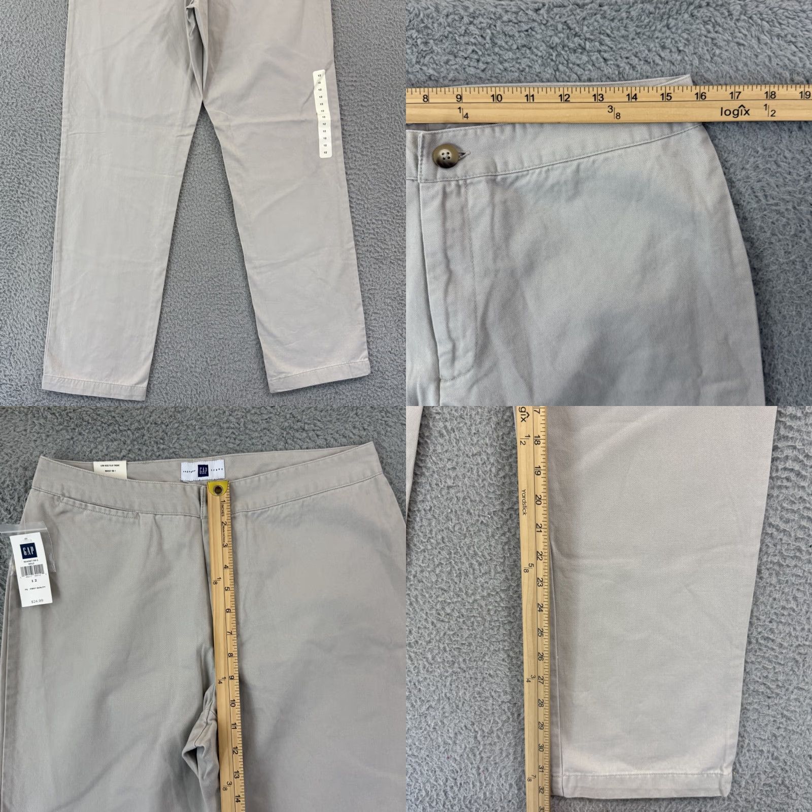 Gap VINTAGE GAP Pants Womens 12 Beige Khaki Low Rise Chino Preppy Career 32x32 NWT Size 34" / US 12 / IT 48 - 8 Thumbnail