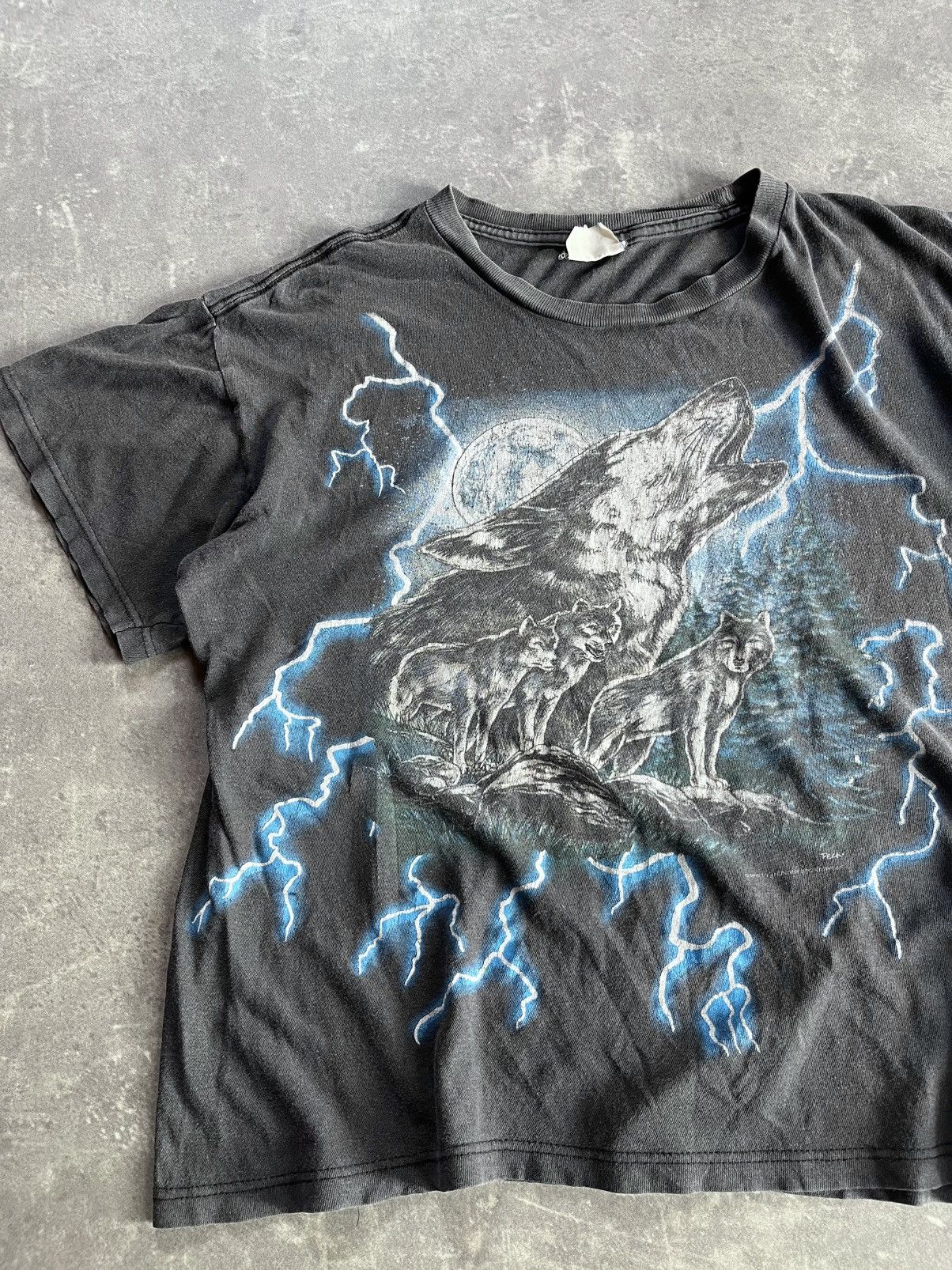 Vintage USA American Thunder Vintage AOP Wolves Pack Tee M L Size US L / EU 52-54 / 3 - 3 Thumbnail
