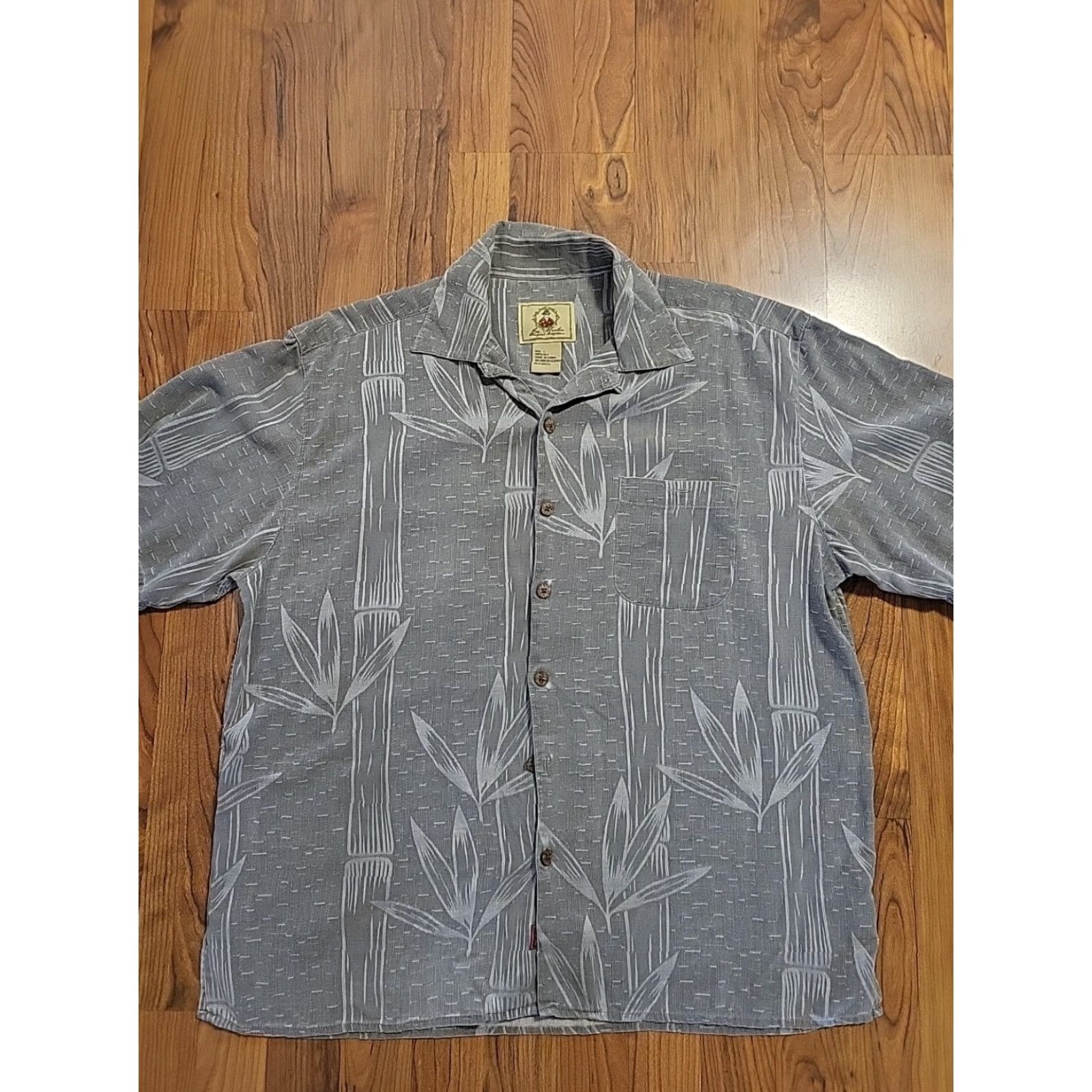 Vintage Joe Marlin Outfitters Hawaiian Shirt SS Gray 48" Chest L Silk Button-Up Casual Party/Cocktail Spring Summer Floral Mens Size US L / EU 52-54 / 3 - 2 Thumbnail