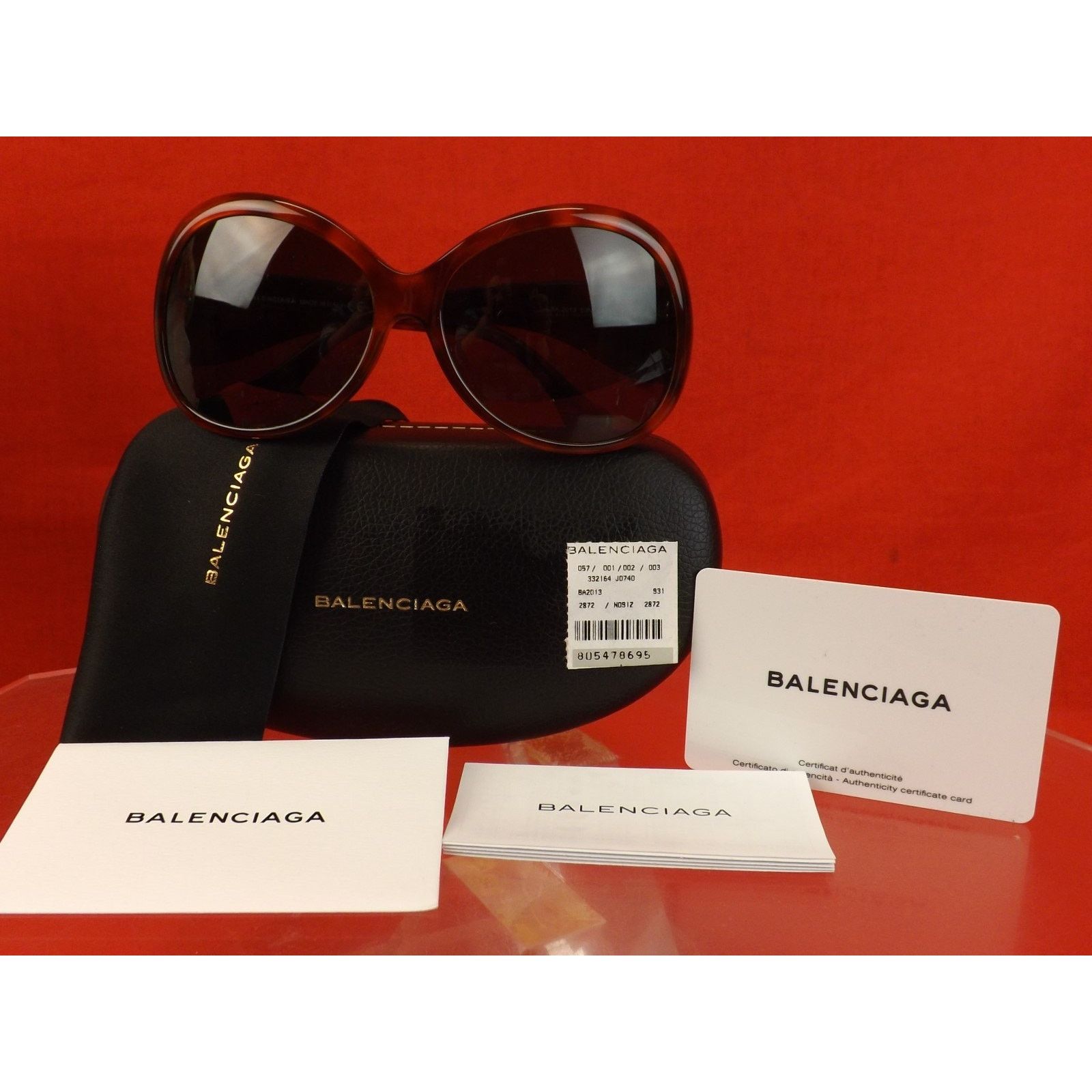 Balenciaga BALENCIAGA HAVANA PLASTIC FRAME OVERSIZED SUNGLASSES $495 IT Size ONE SIZE - 1 Thumbnail