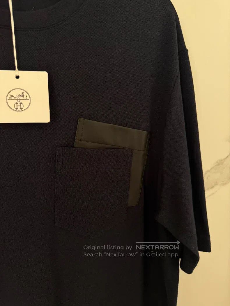 Hermes Hermes Short sleeve navy blue leather pocket T-shirt Size US M / EU 48-50 / 2 - 4 Thumbnail