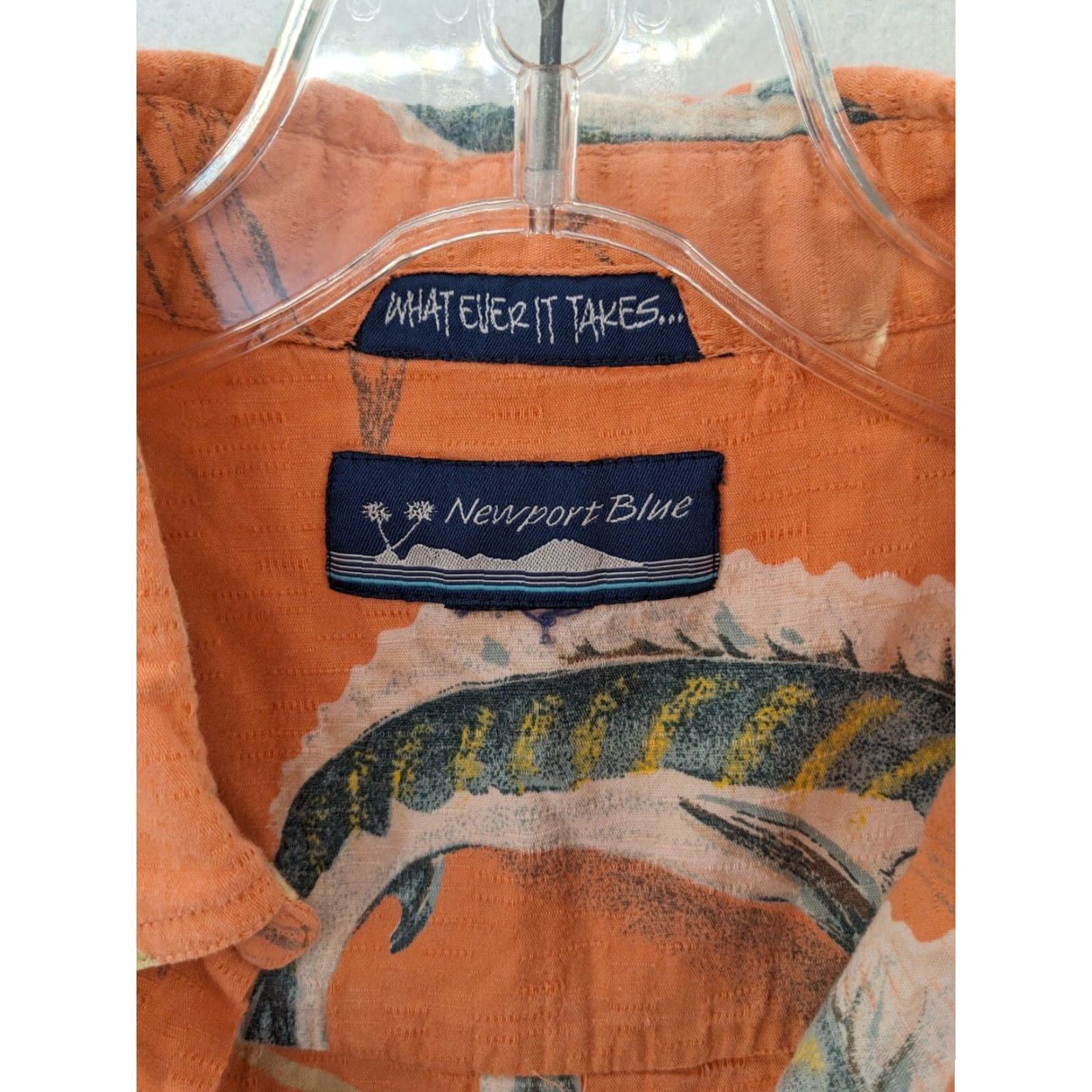 Vintage Newport Blue Mens Shirt XL Button-Front Short Sleeve Fish Orange Button-Up Shirt Men XL Fish Theme Size US XL / EU 56 / 4 - 6 Thumbnail