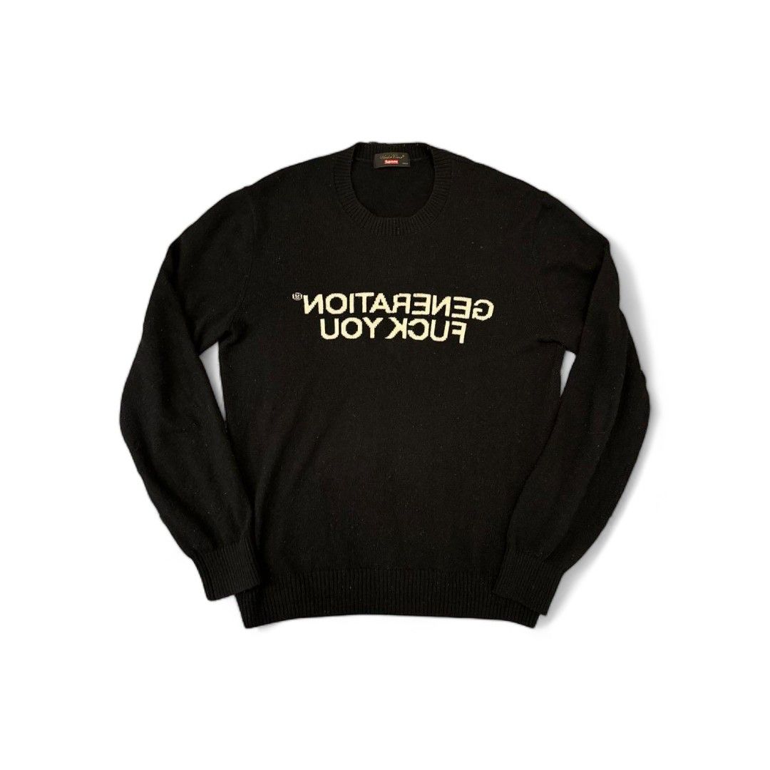 Junya Watanabe Junya Watanabe x Supreme - S knit black generation f*ck you  | Grailed