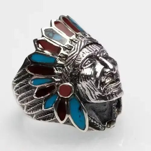 Other Men's Finger Ring Indian Chief Anillos Indian Jewelry Size ONE SIZE - 1 Thumbnail
