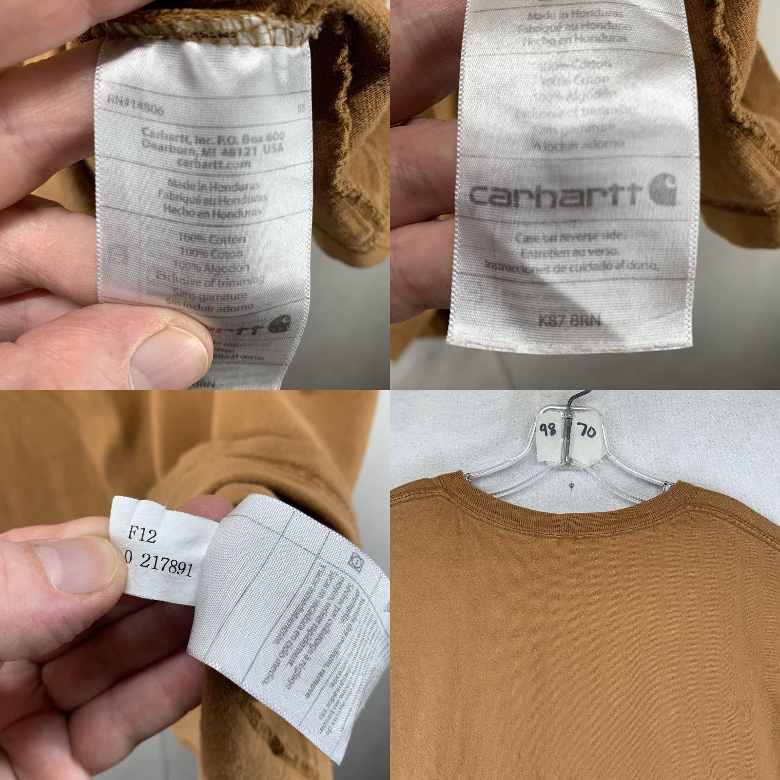 Carhartt Carhartt Men's XL Short Sleeve T-Shirt Burnt Brown Cotton Crew Neck K87 Logo USA 2010s Regular Men’s Short Sleeve T-Shirt Size US XL / EU 56 / 4 - 8 Thumbnail