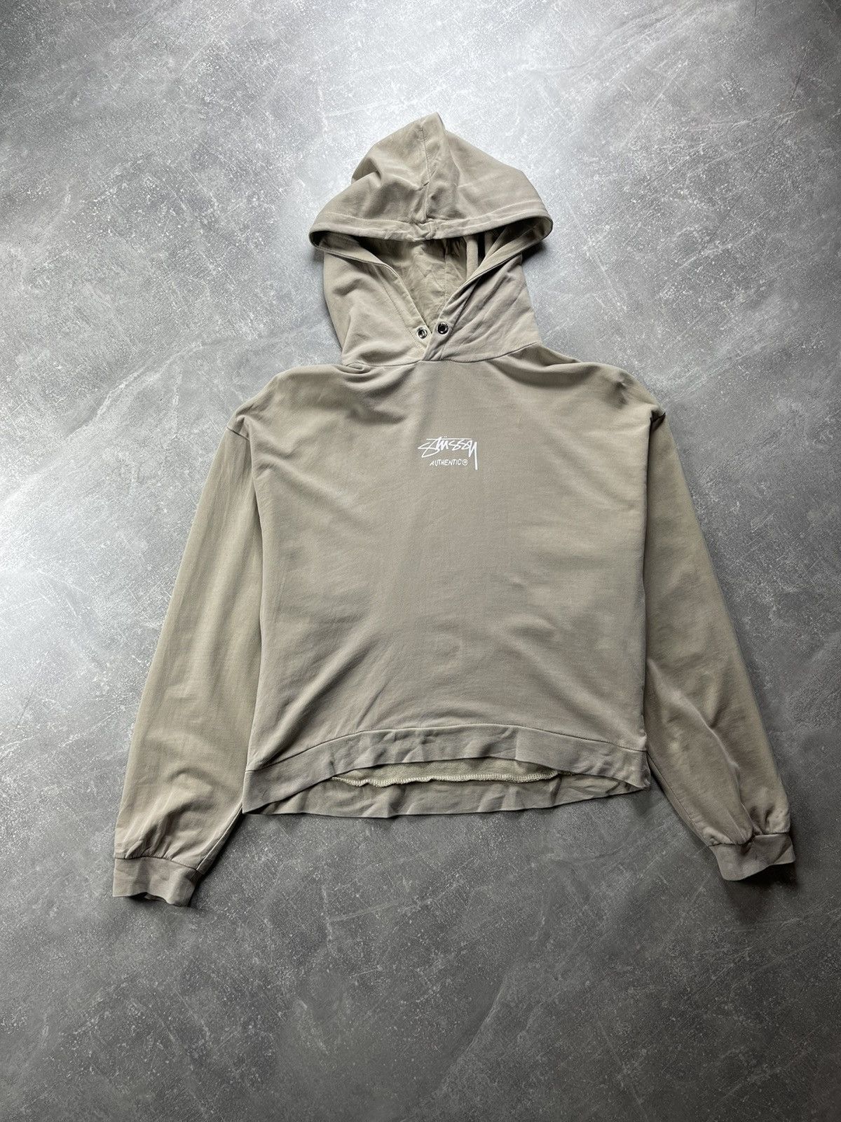 Other Stüssy Authentic Hooded Sweatshirt Minimal Logo Hoodie Taupe Size L / US 10 / IT 46 - 2 Thumbnail