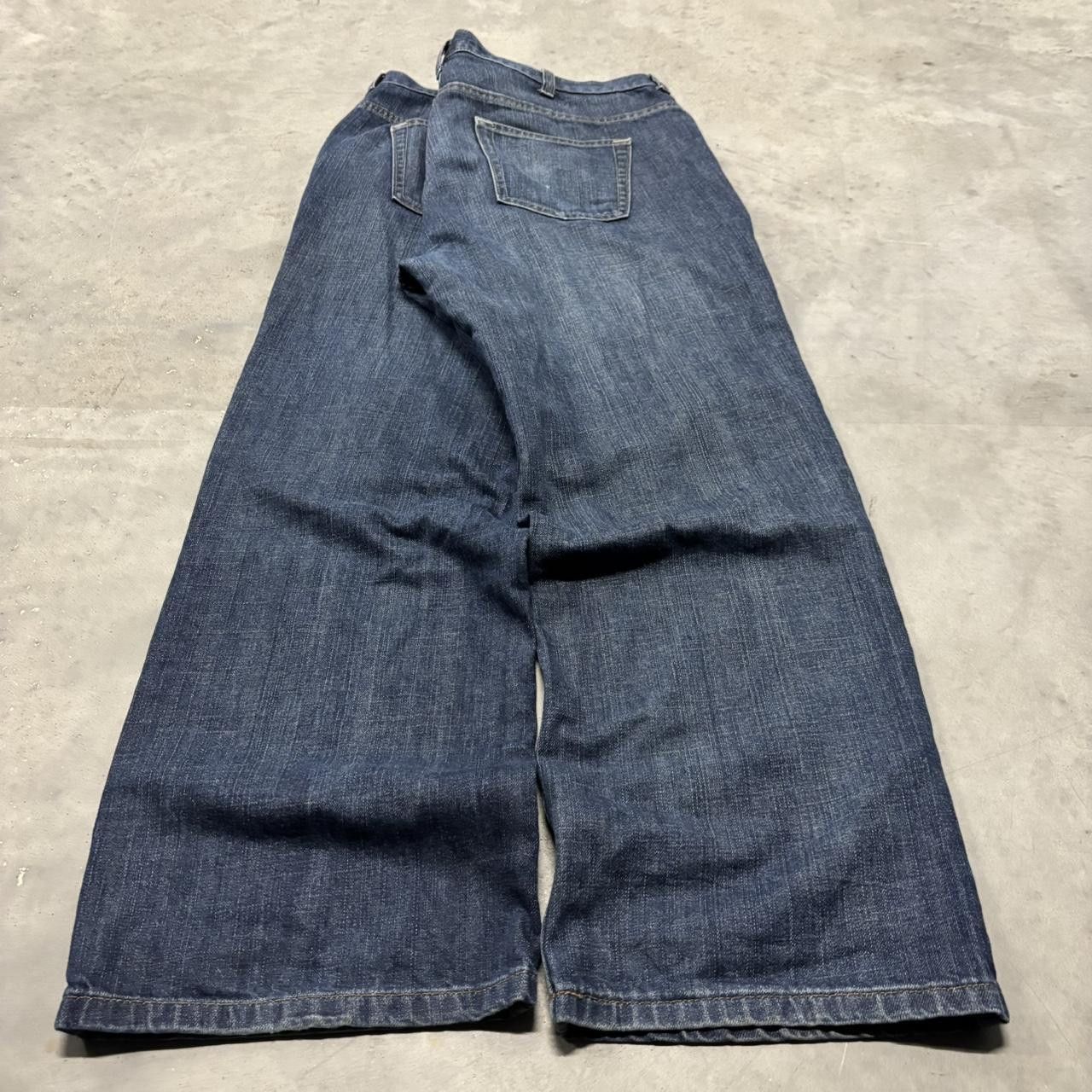 Japanese Brand × Vintage Crazy Vintage Y2K/2000s Baggy Dark Wash Skater Bootcut Denim Jeans! Size US 40 / EU 56 - 4 Thumbnail