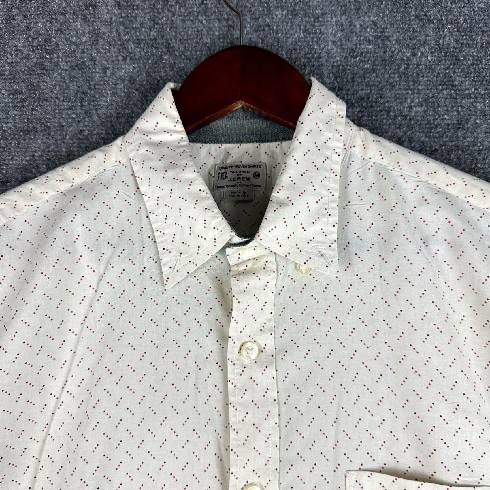 J.Crew J.CREW Shirt Men M Button-Down Cream Cotton Dotted Pocket Long Sleeve Button Up Adult Regular Size M Ivory Geometric Classic Modern Size US M / EU 48-50 / 2 - 4 Thumbnail