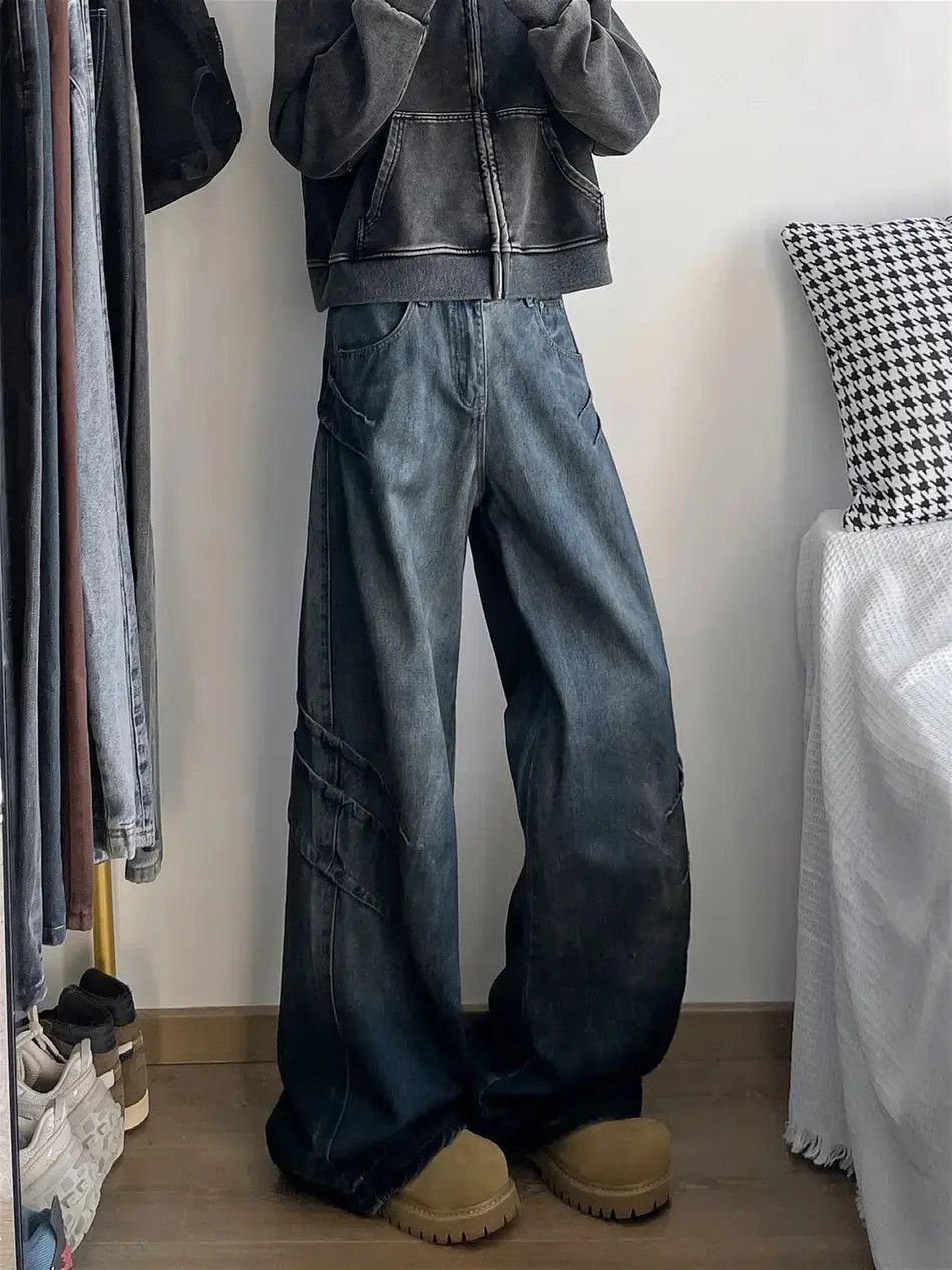 Japanese Brand Retro loose curved knife wide leg jeans Size US 32 / EU 48 - 3 Thumbnail