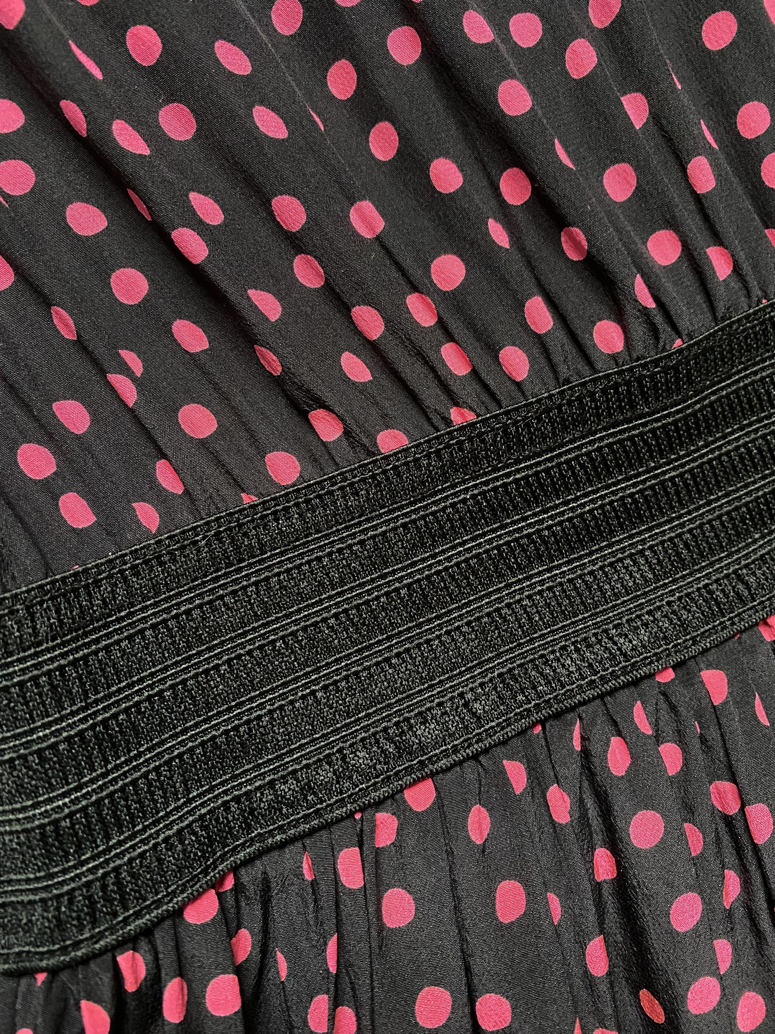 Sandro Sandro Black Dress with Pink Polka Dots Size S / US 4 / IT 40 - 4 Thumbnail