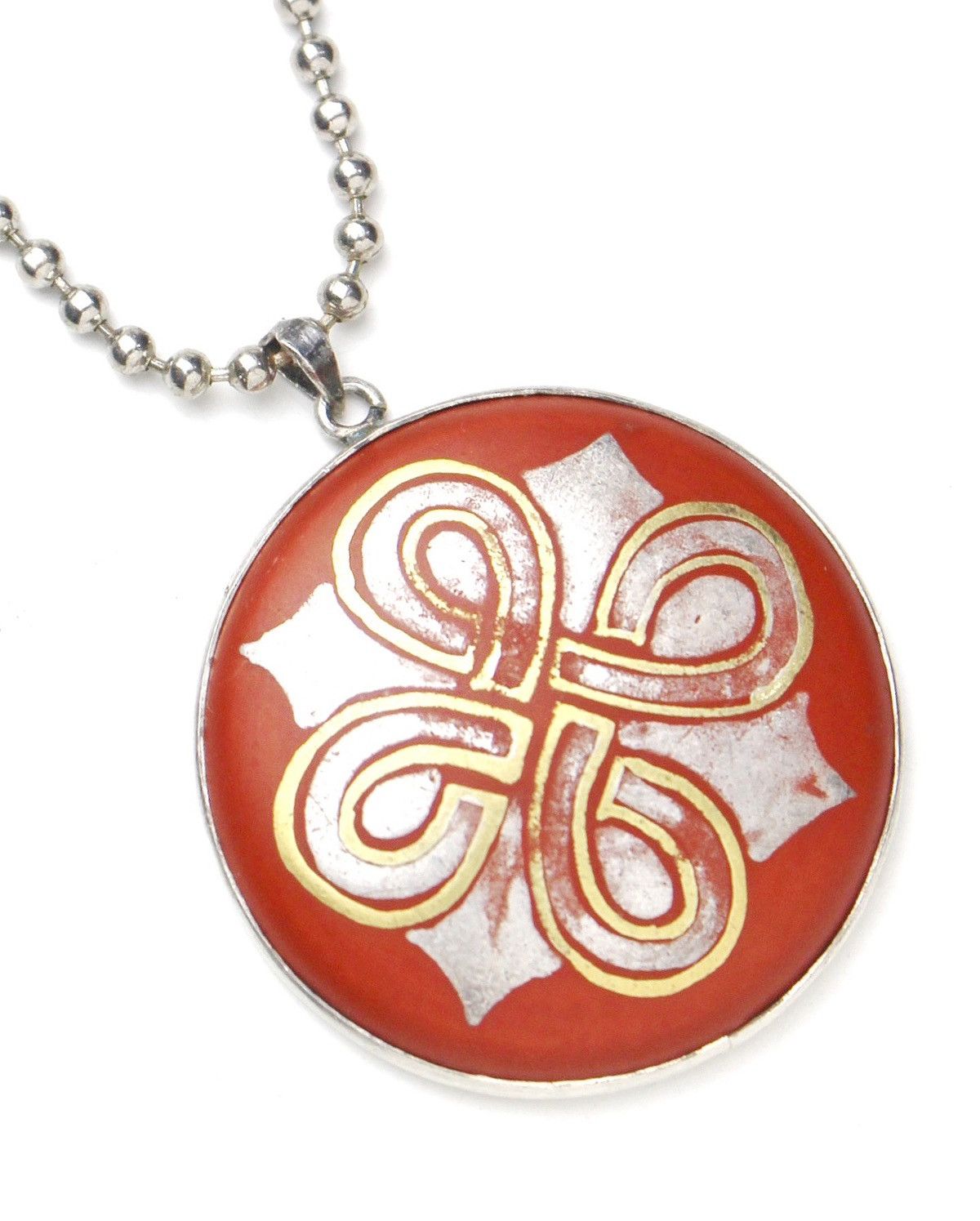 Vintage 1990S JAPANESE HANDCRAFTED CERAMIC & SILVER PENDANT NECKLACE Size ONE SIZE - 6 Thumbnail
