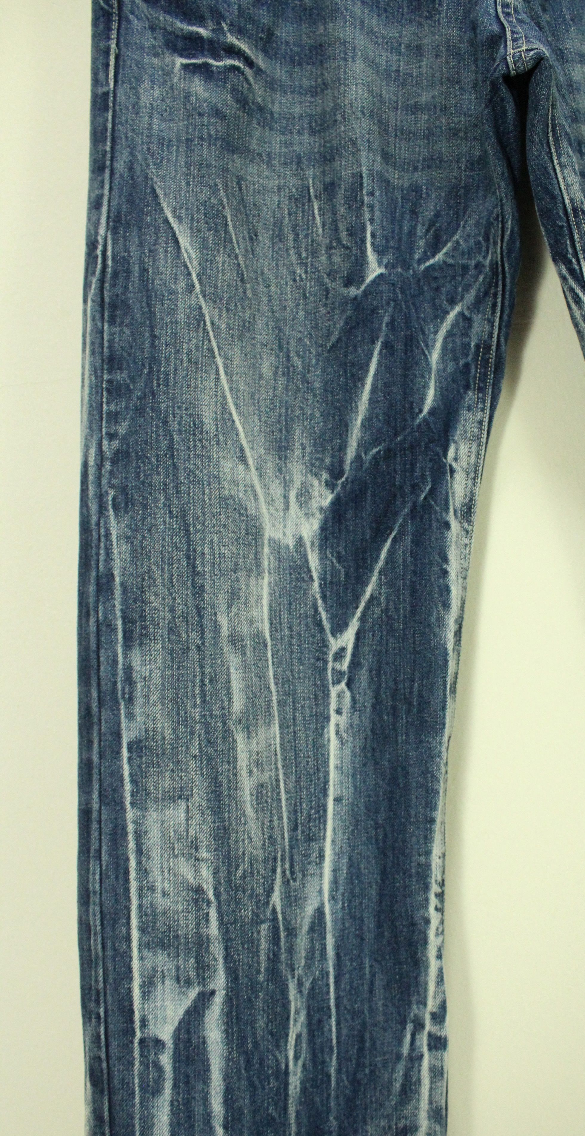 Japanese Brand Double Waist JUNGLE STORM Denim Marble Whisker Acid Washed Size US 33 - 7 Thumbnail