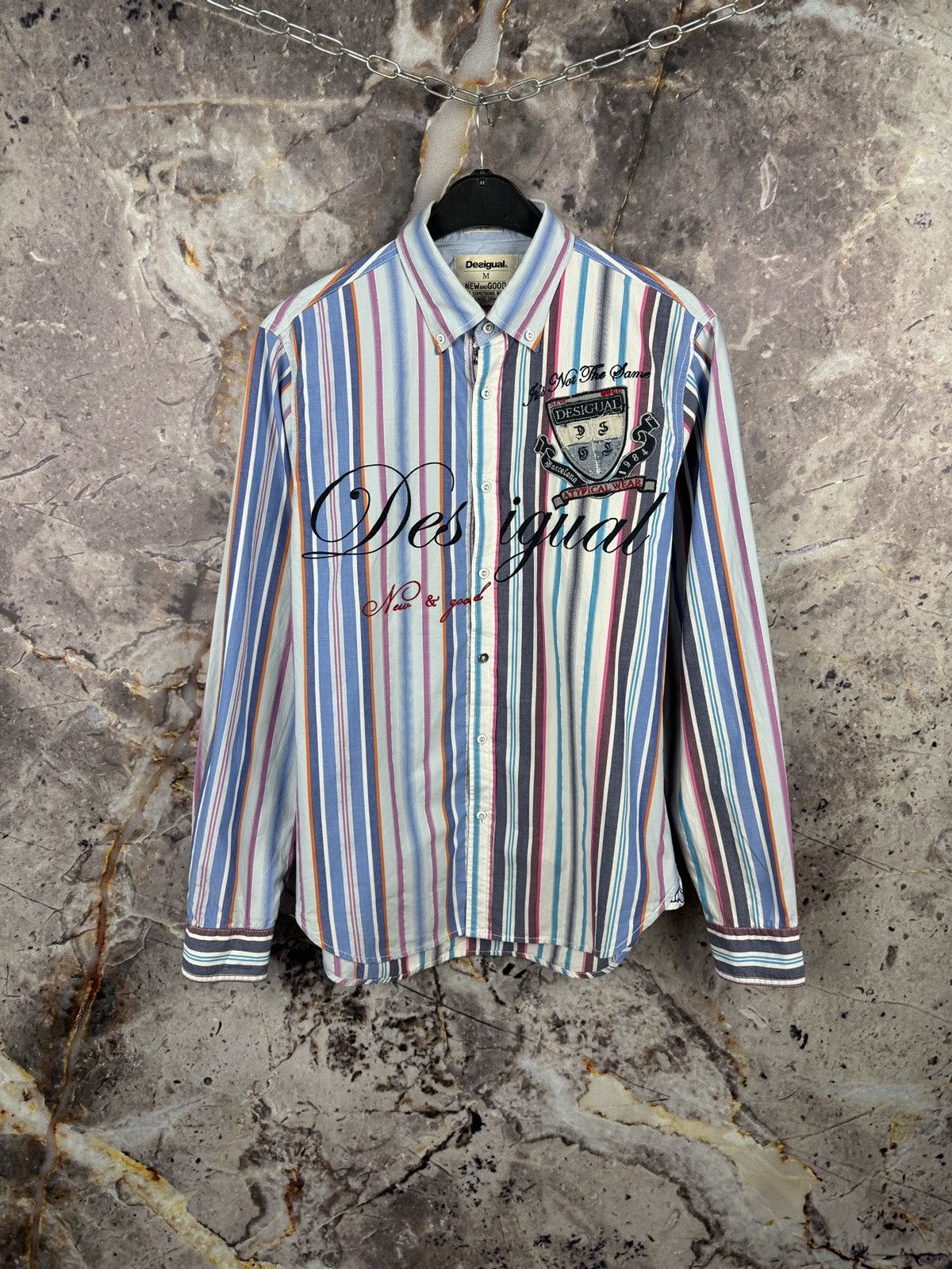 Desigual Desigual Multicolor Striped Button-Down Shirt Logo Embroider Size US M / EU 48-50 / 2 - 1 Thumbnail