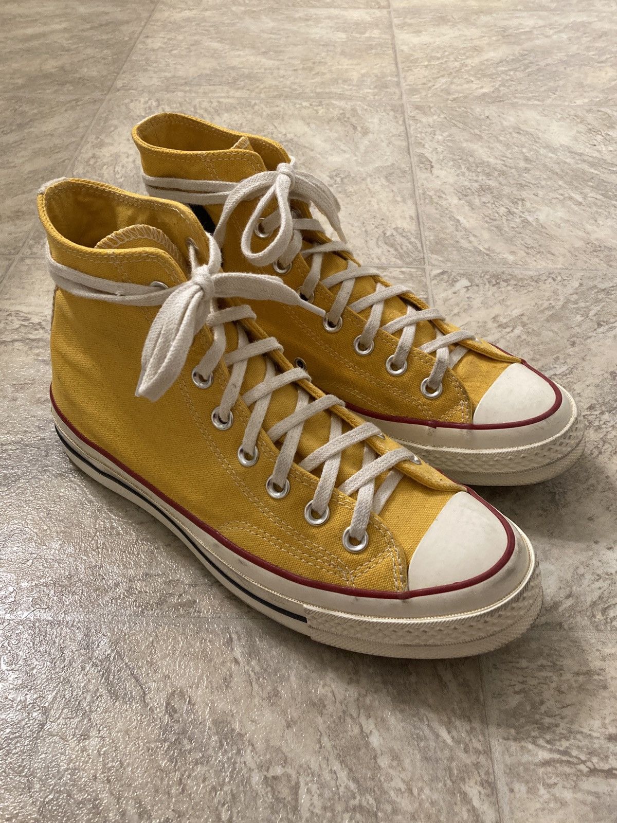 image of Converse x Our Legacy Work Chucks Overdyed Tumeric Shoes in Yellow, Men's (Size 7)