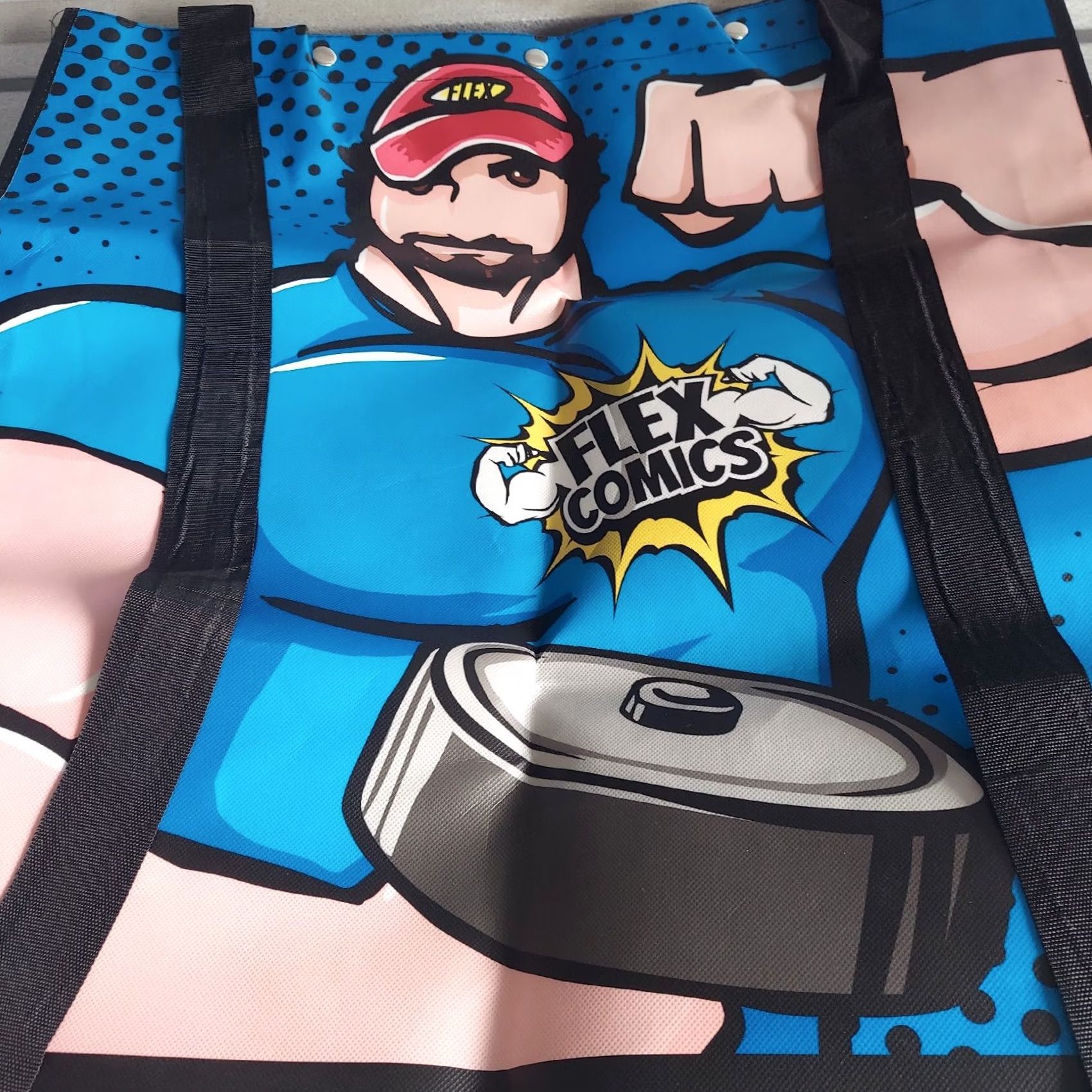 Vintage Totes Huge Flex Comics Backpack Eco Friendly Tote Bag Gym Bag Body Building Blue Men Vinyl Backpack Comics Eco Bag Size ONE SIZE - 4 Thumbnail