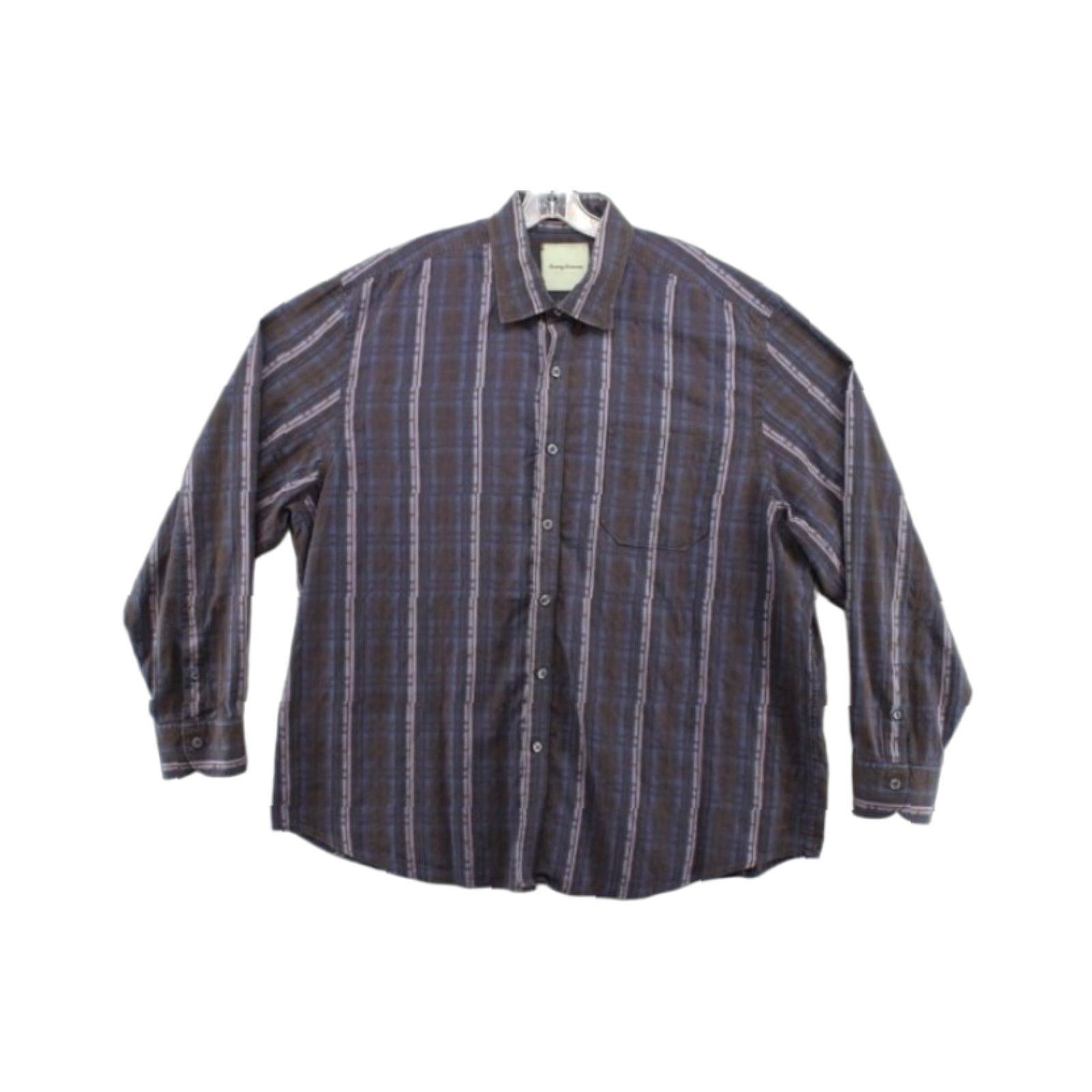 Tommy Bahama VINTAGE Tommy Bahama Long Sleeve Shirt Men's 2XL Gray Blue Stripes Luau Preppy Vacation Luau Mens Size US XXL / EU 58 / 5 - 1 Thumbnail