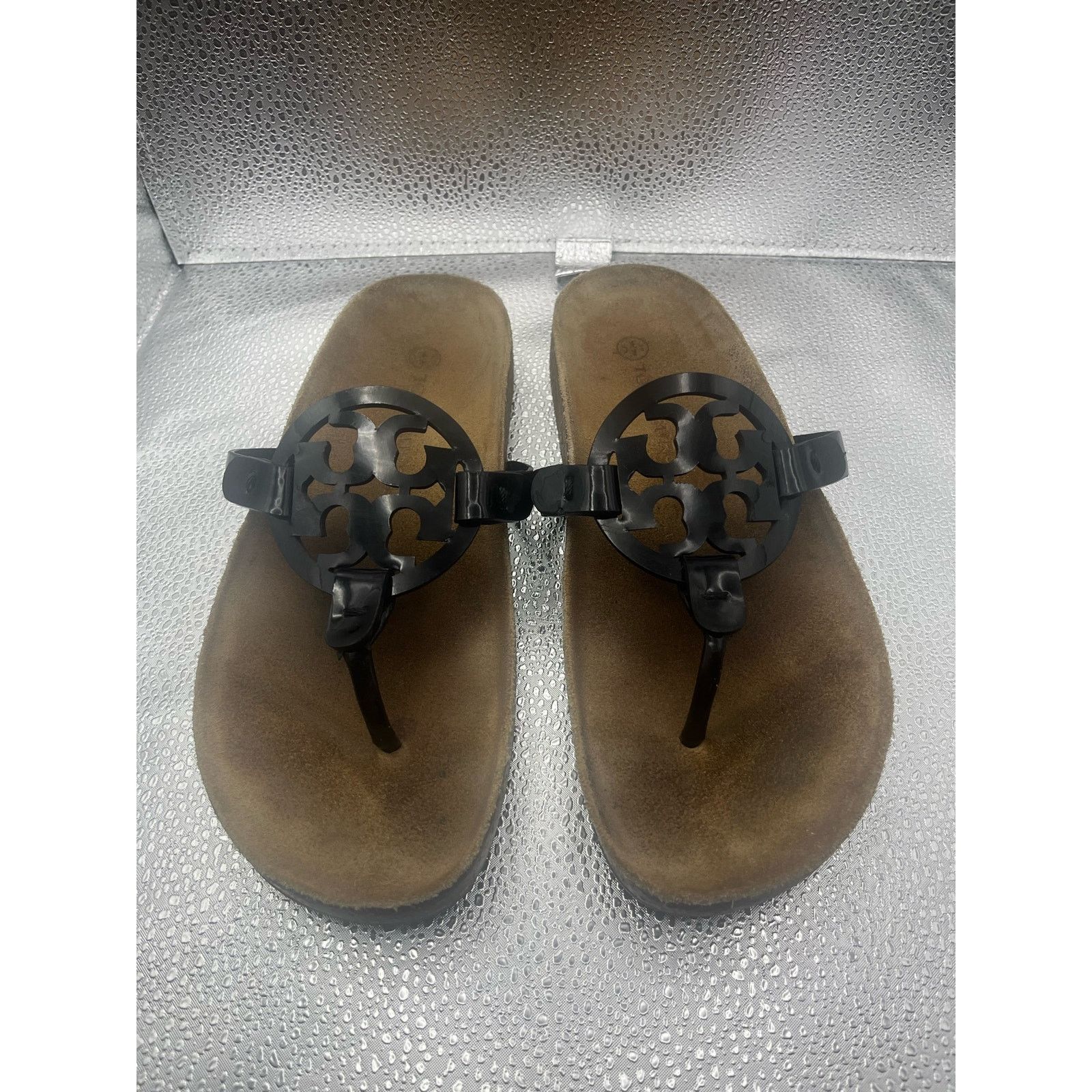 Tory Burch Tory Burch Miller Cloud Black Patent Sandals Flip Flops 7" Size US 7 / IT 37 - 3 Thumbnail