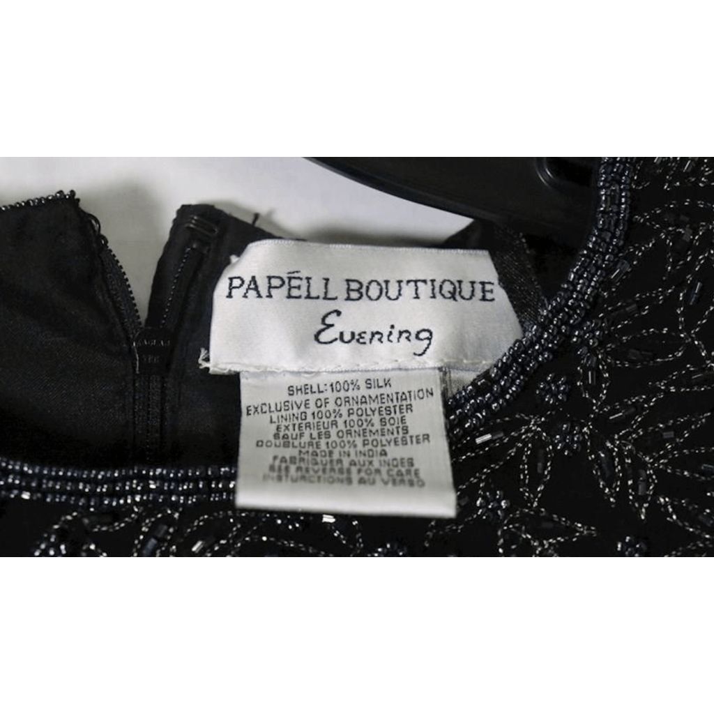 Other Papell Boutique Vintage Beaded Black Silk Blouse, Size Mediu Size M / US 6-8 / IT 42-44 - 4 Thumbnail
